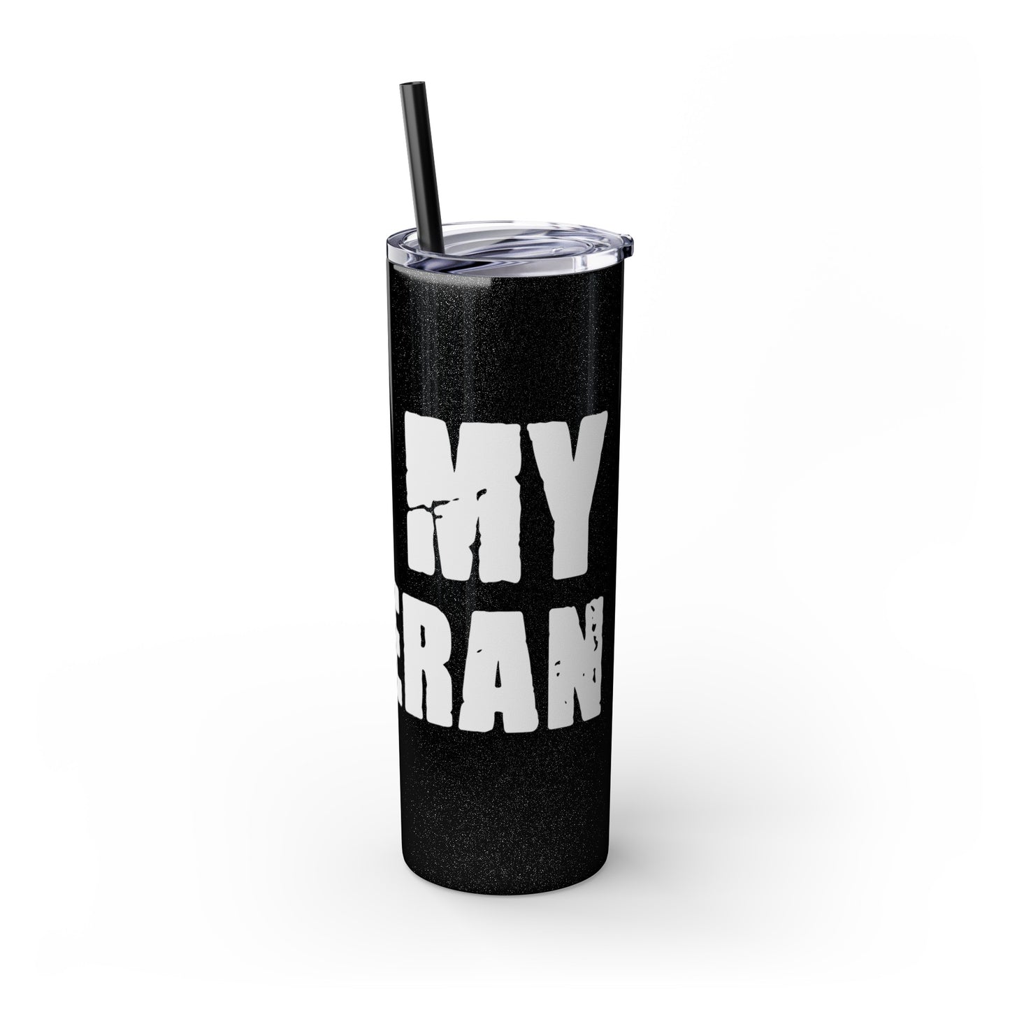 I Love My Veteran Skinny Tumbler with Straw, 20oz