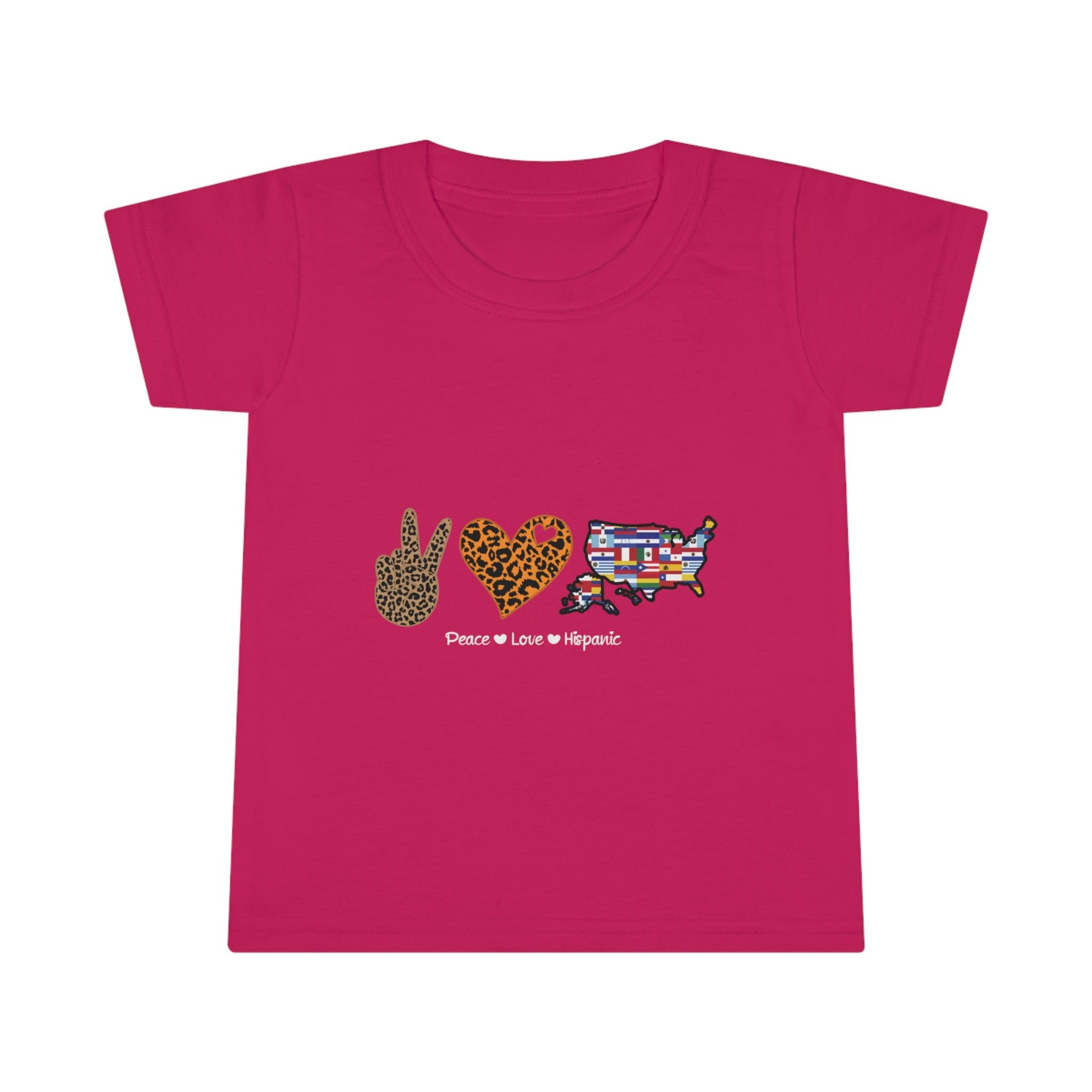 Leopard Peace, Love, Hispanic - Hispanic Heritage Month Toddler T-shirt