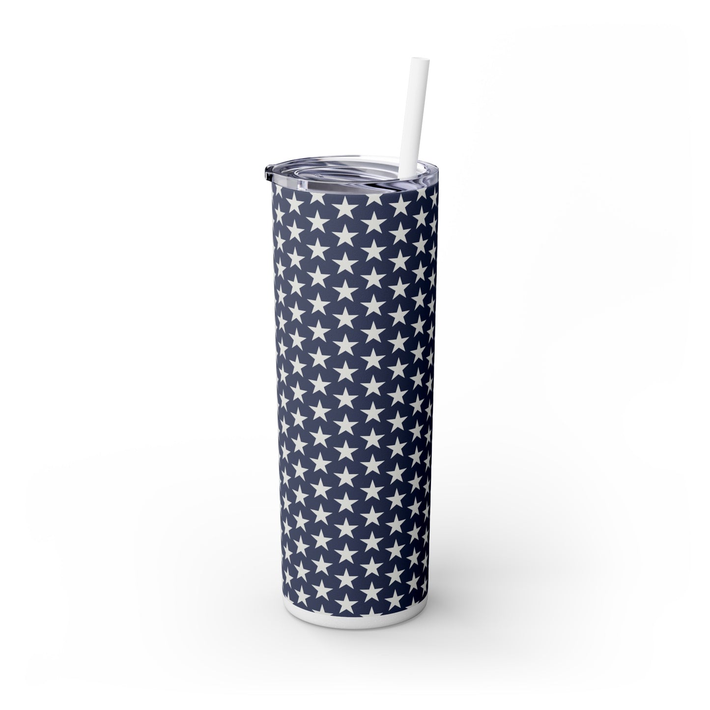 Blue Stars Americana Skinny Tumbler with Straw, 20oz