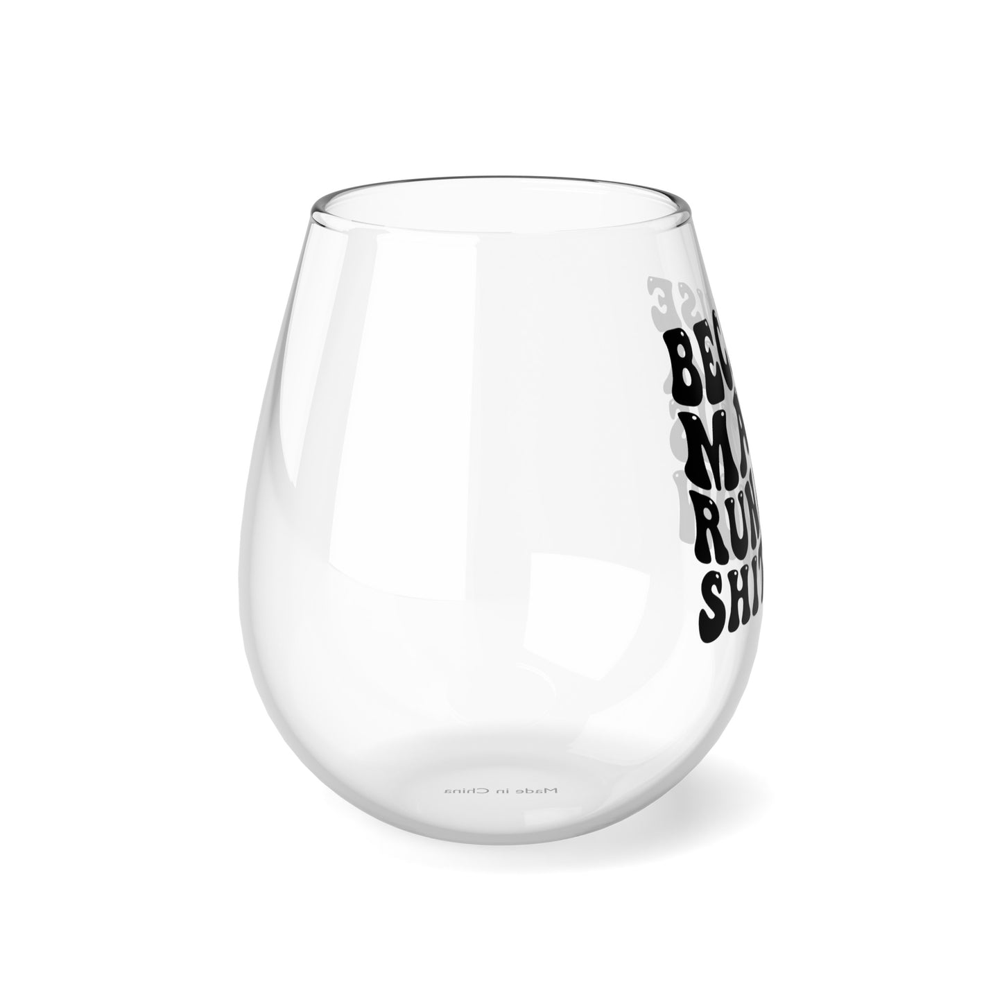 Because Mama Runs This Shitshow Stemless Wine Glass, 11.75oz