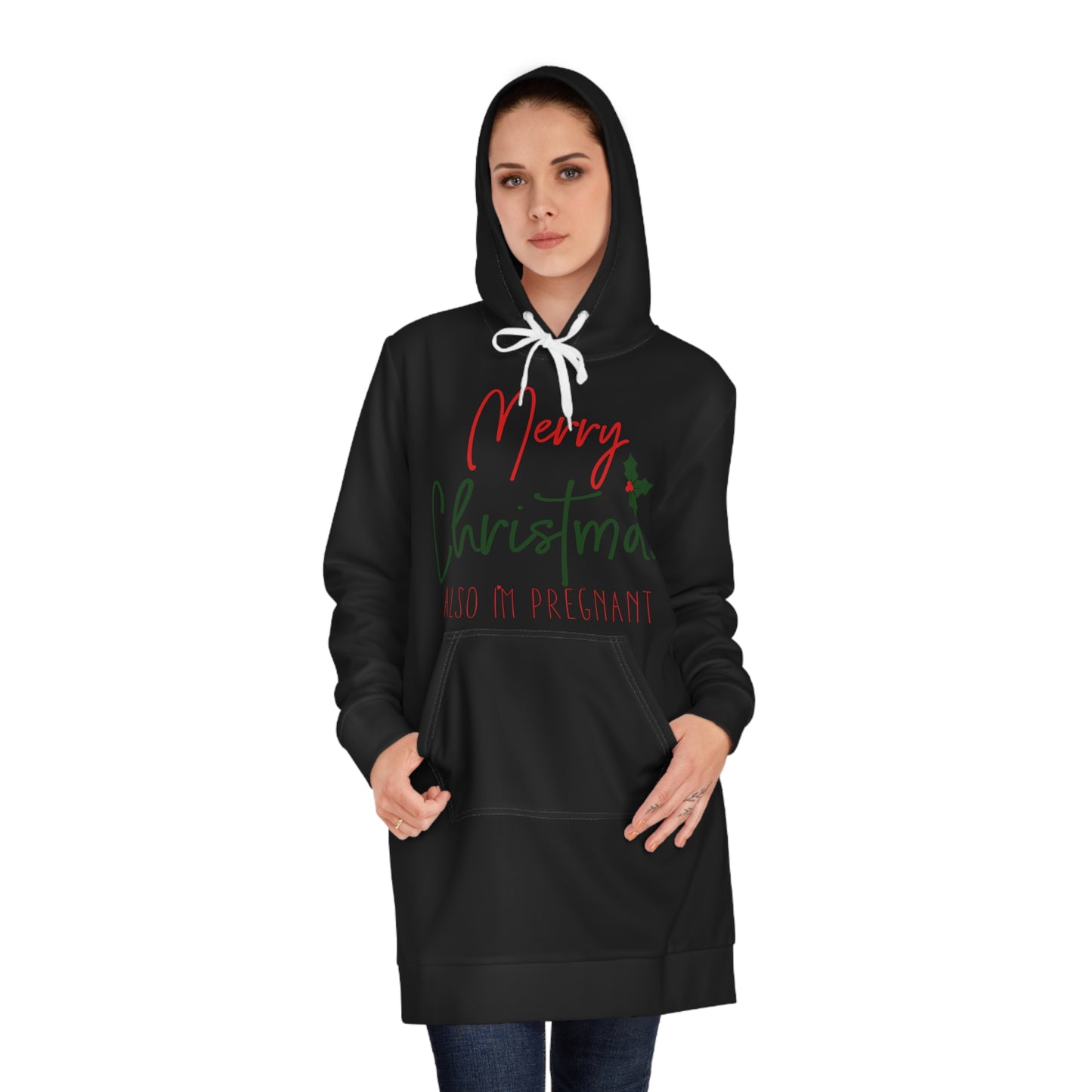 Merry Christmas - Also I'm Pregnant Women's Hoodie Dress (AOP)