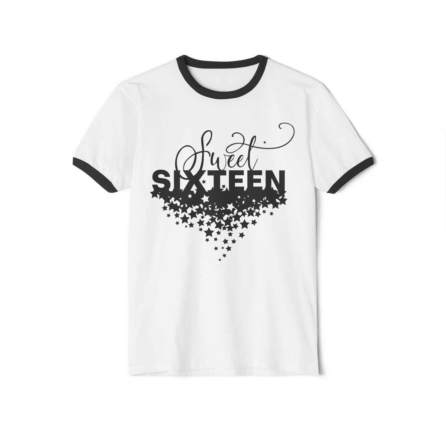 Sweet Sixteen, 16th Birthday Tee, 16th Birthday Ringer Tee, Unisex Cotton Ringer T-Shirt