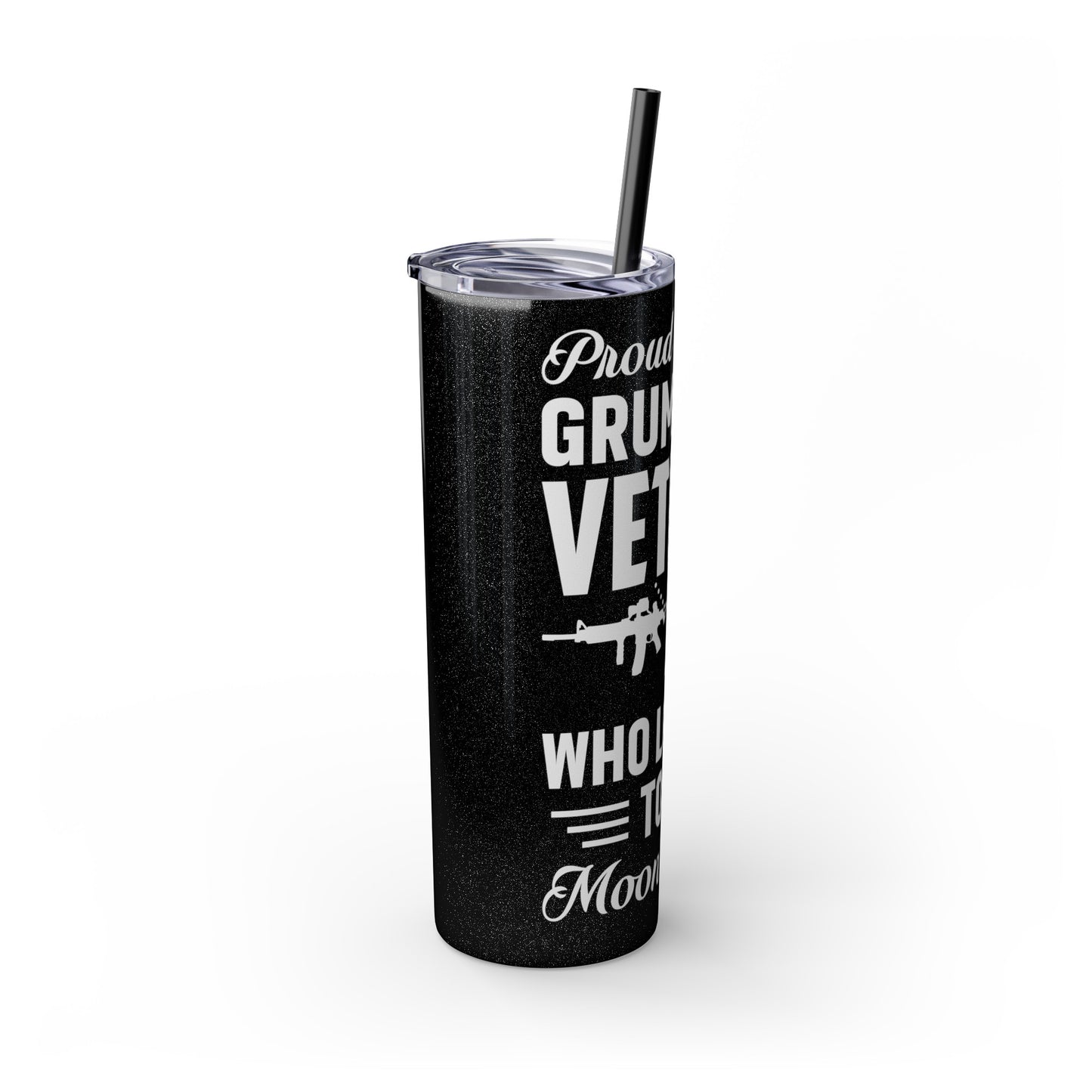 Proud Wife of a Grumpy Old Veteran Skinny Tumbler with Straw, 20oz