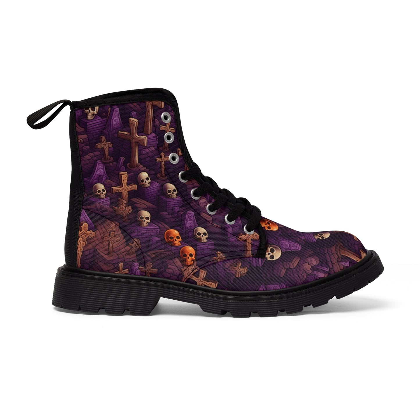 Skulls & Crosses Halloween Men's Canvas Boots