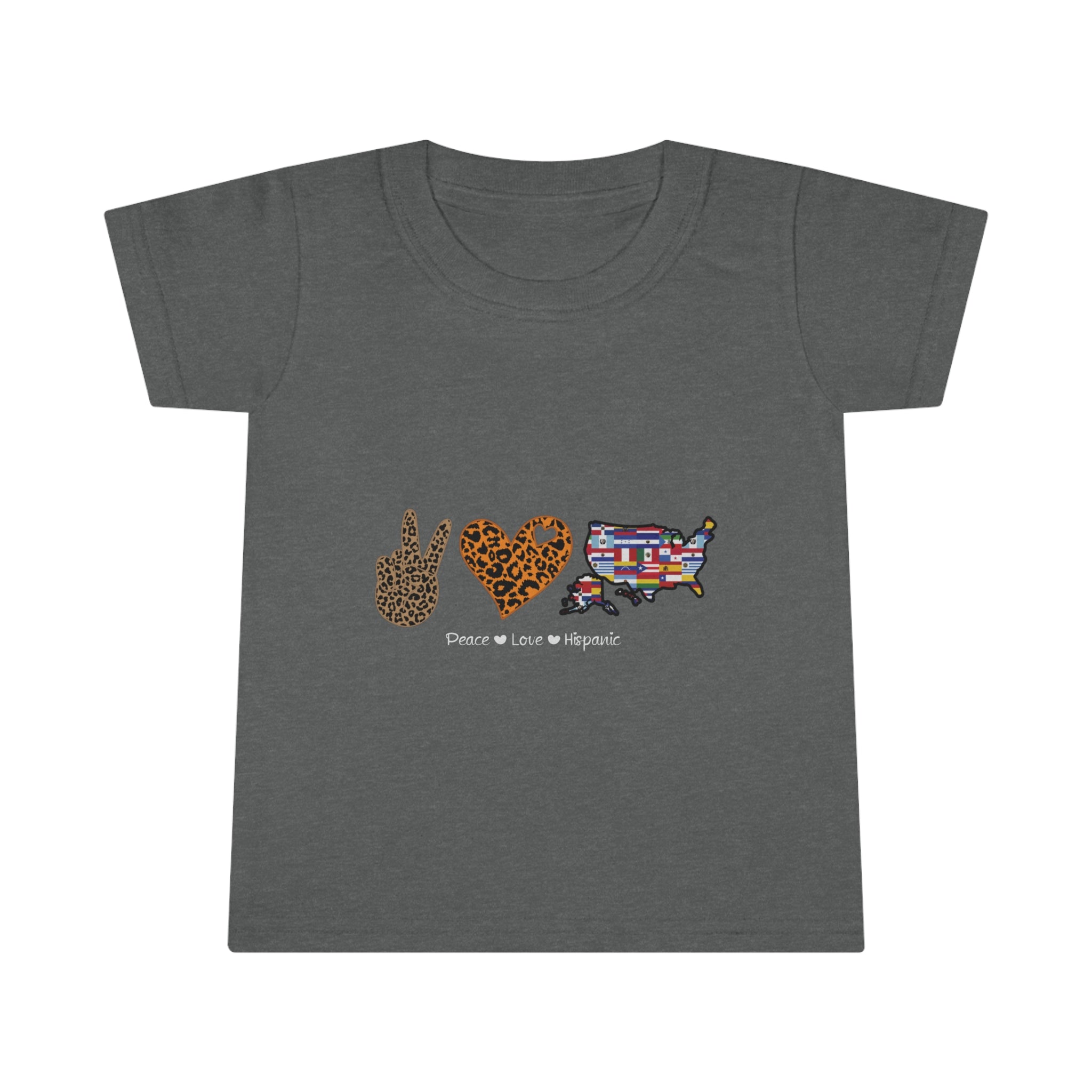 Leopard Peace, Love, Hispanic - Hispanic Heritage Month Toddler T-shirt