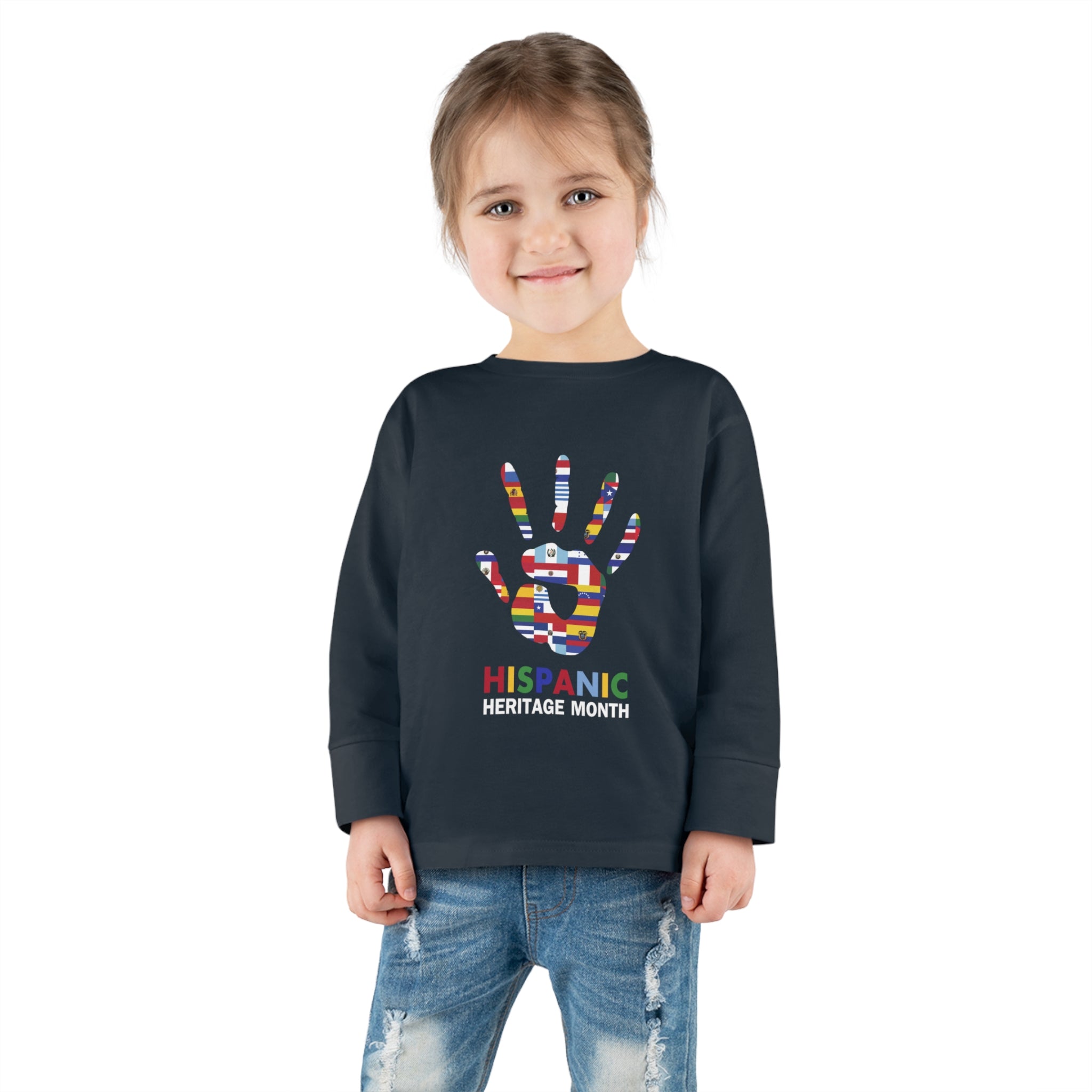 Flag Handprint - Hispanic Heritage Month Toddler Long Sleeve Tee
