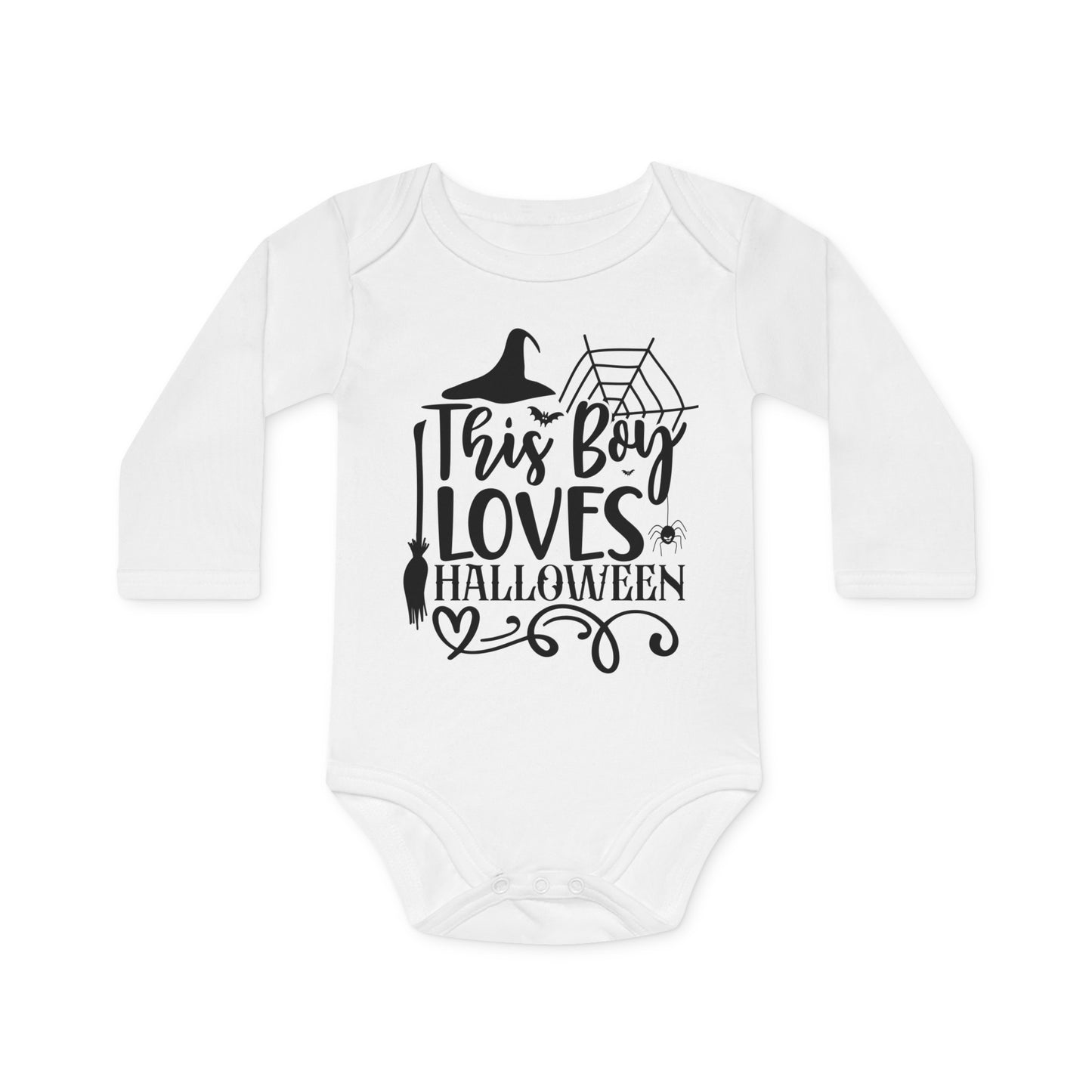 This Boy Loves Halloween, This Boy Loves Halloween Onesie, This Boy Loves Halloween Bodysuit, This Boy Loves Halloween Jumpsuit, Baby Long-Sleeve Organic Bodysuit