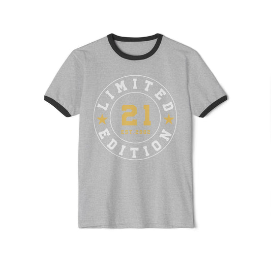 21 Limited Edition, Limited Edition tee, 21st birthday tee, 21st birthday ringer tee, Unisex Cotton Ringer T-Shirt