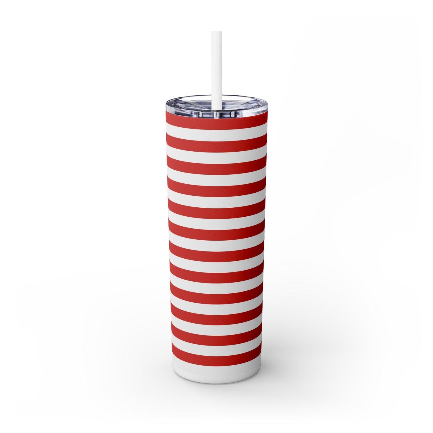 Red Stripes Americana Skinny Tumbler with Straw, 20oz