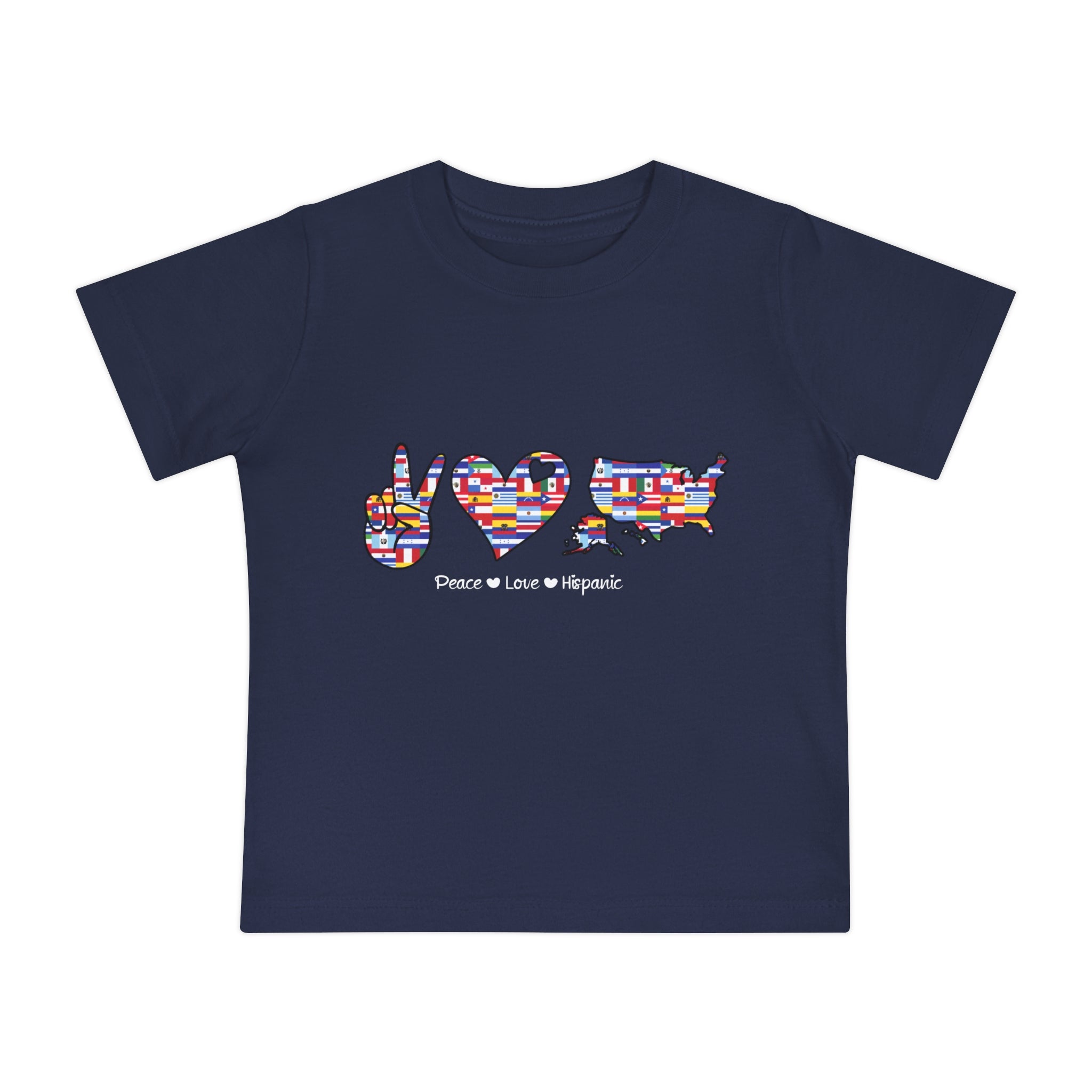 Peace, Love, Hispanic - Hispanic Heritage Month Baby Short Sleeve T-Shirt