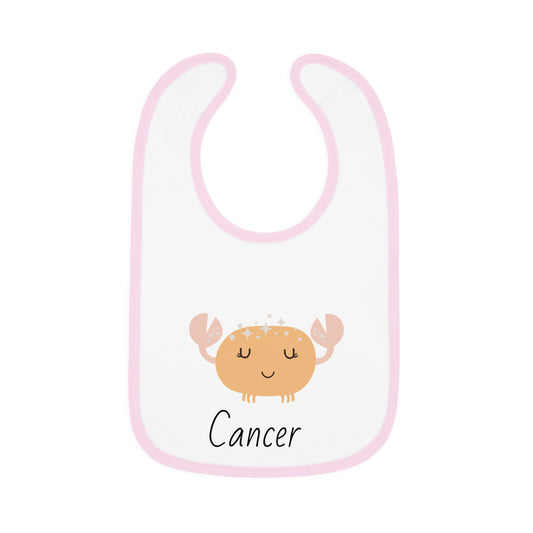 Cancer Bib, Cancer Baby Bib, Zodiac Sign Bib, Baby Contrast Trim Jersey Bib