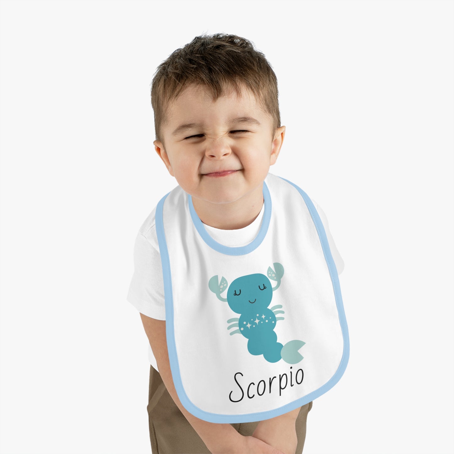 Scorpio Bib, Scorpio Baby Bib, Zodiac Sign Bib, Baby Contrast Trim Jersey Bib