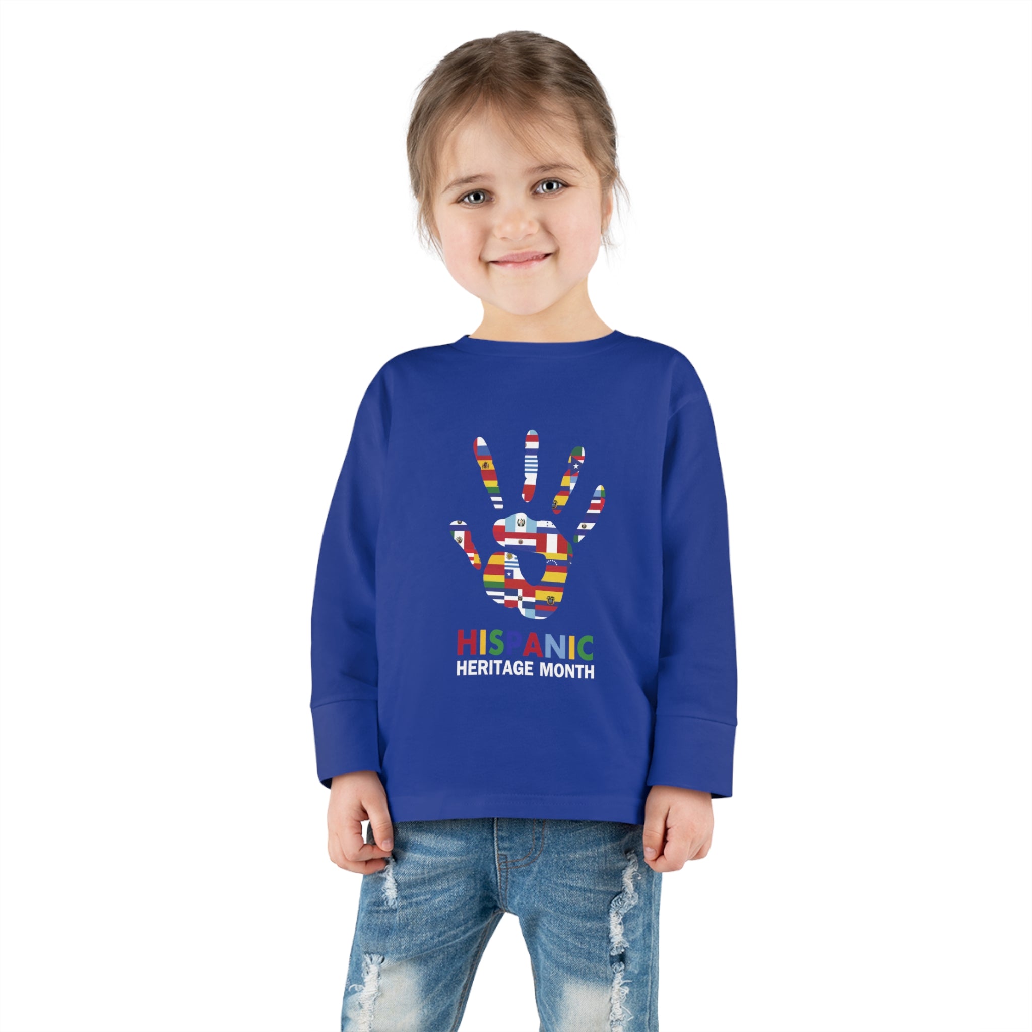 Flag Handprint - Hispanic Heritage Month Toddler Long Sleeve Tee