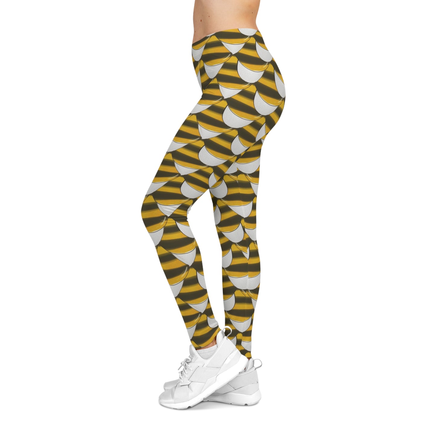 Yellow & Black Pattern Women's Casual Leggings