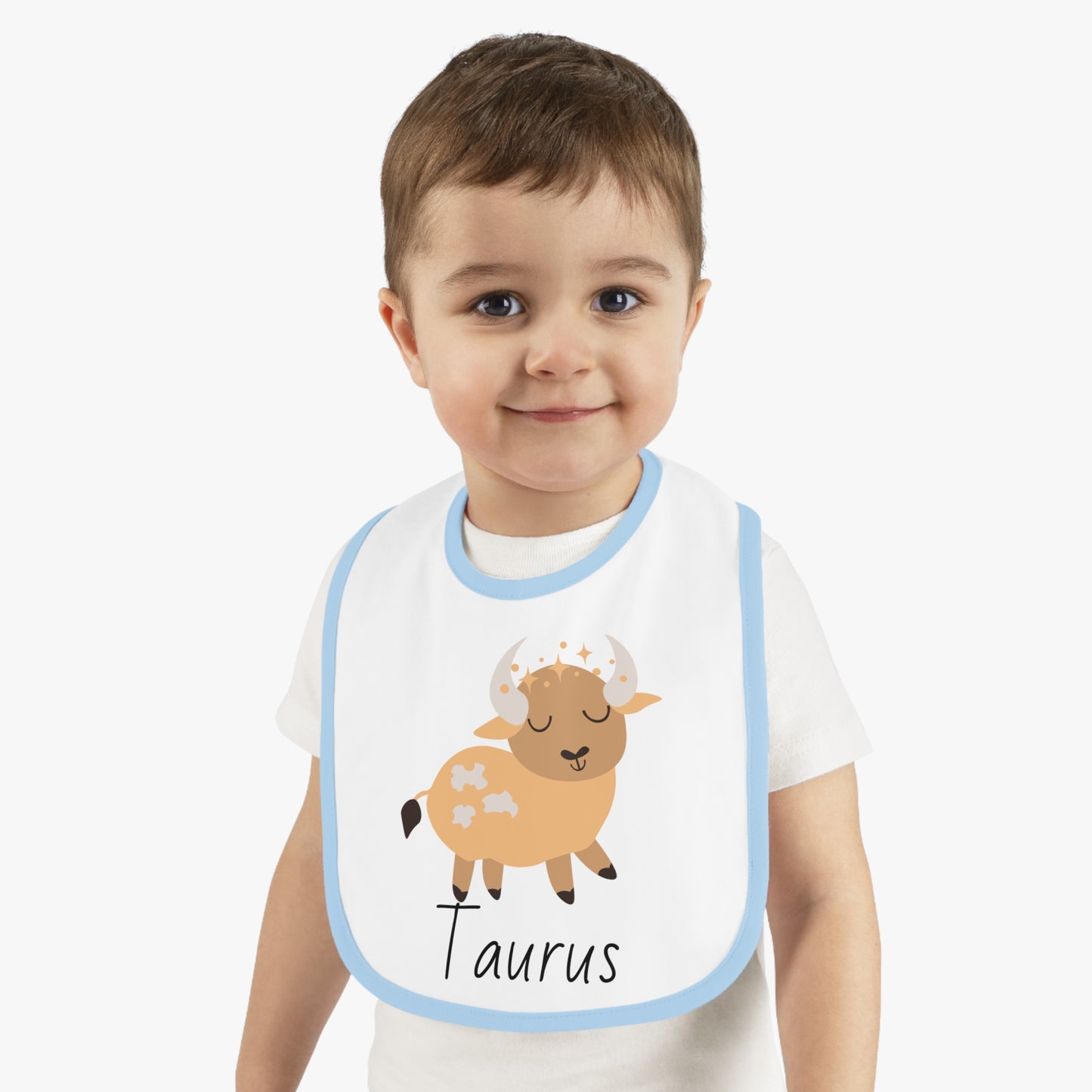 Taurus Bib, Taurus Baby Bib, Zodiac Sign Bib, Baby Contrast Trim Jersey Bib