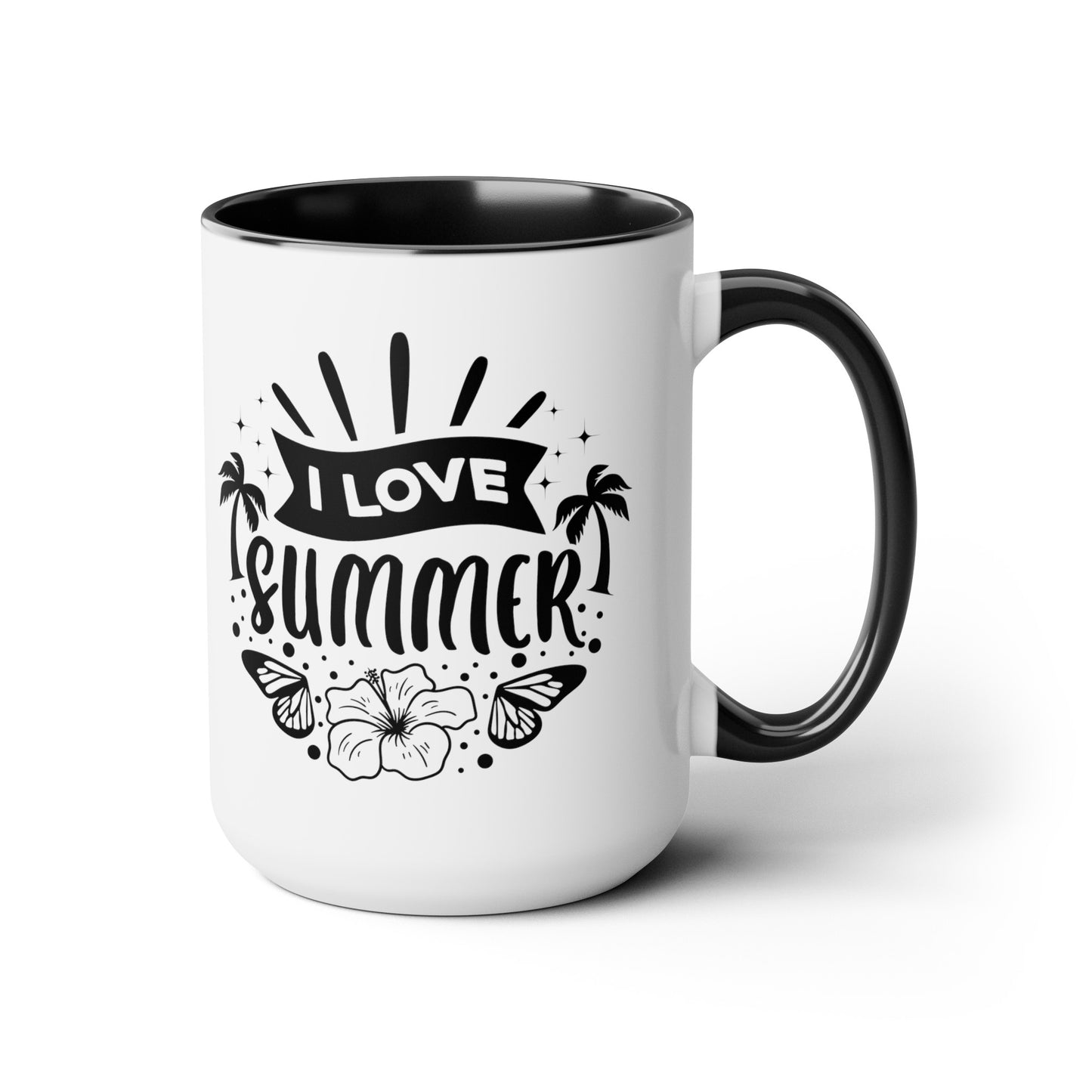 I Love Summer Two-Tone Coffee Mugs, 15oz