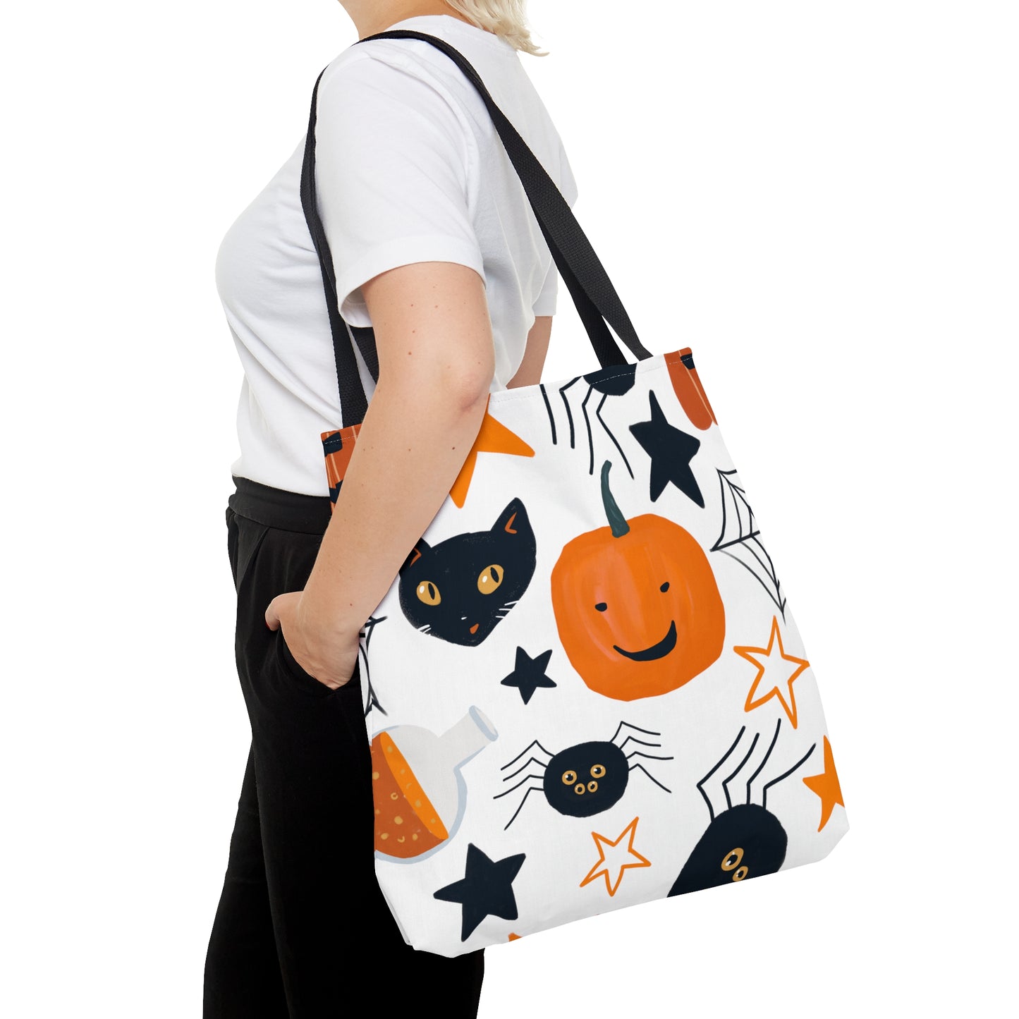 Halloween Stars, Cats & Pumpkins Tote Bag (AOP)