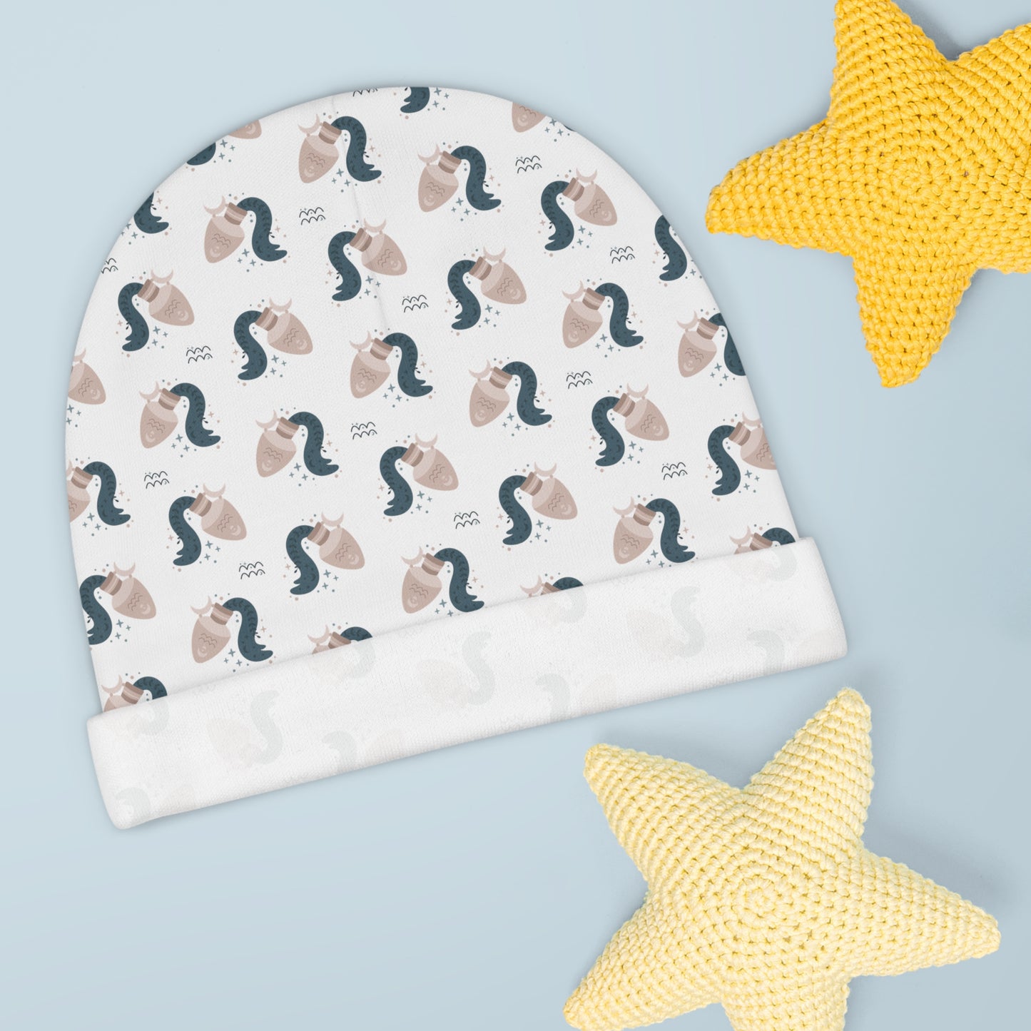 Aquarius Beanie, Aquarius Baby Beanie, Birth Month Beanie, Zodiac Beanie, Baby Beanie (AOP)