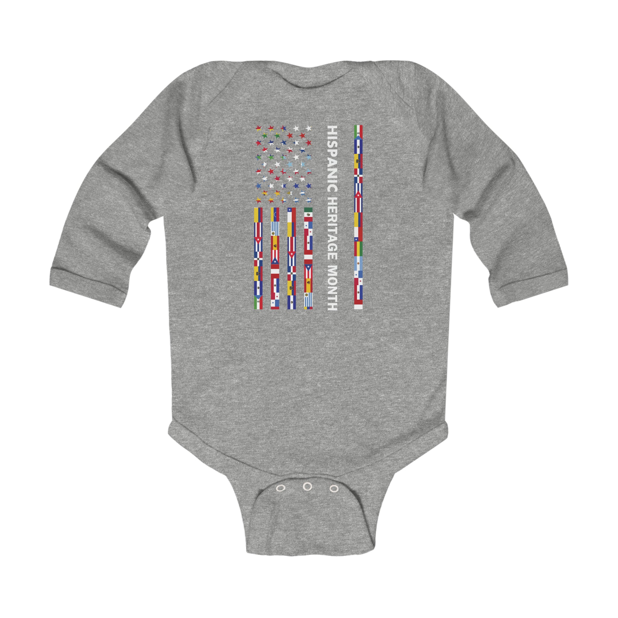 USA Flag Stripes - Hispanic Heritage Month Infant Long Sleeve Bodysuit