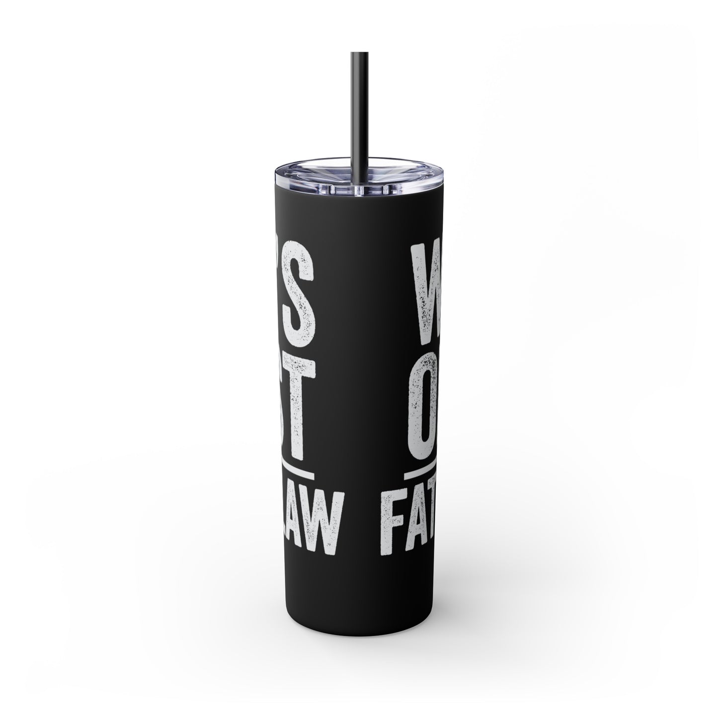 World's  Okayest Father-In-Law Skinny Tumbler with Straw, 20oz