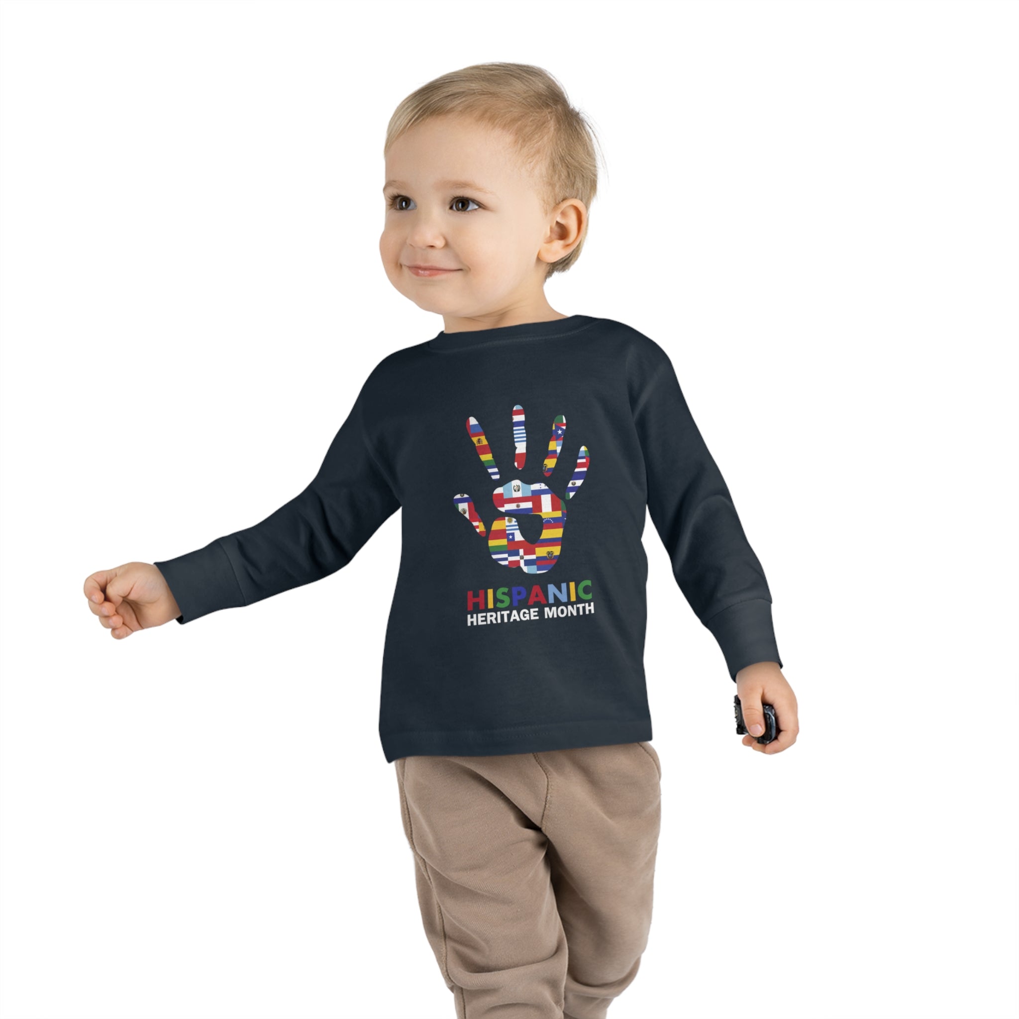 Flag Handprint - Hispanic Heritage Month Toddler Long Sleeve Tee