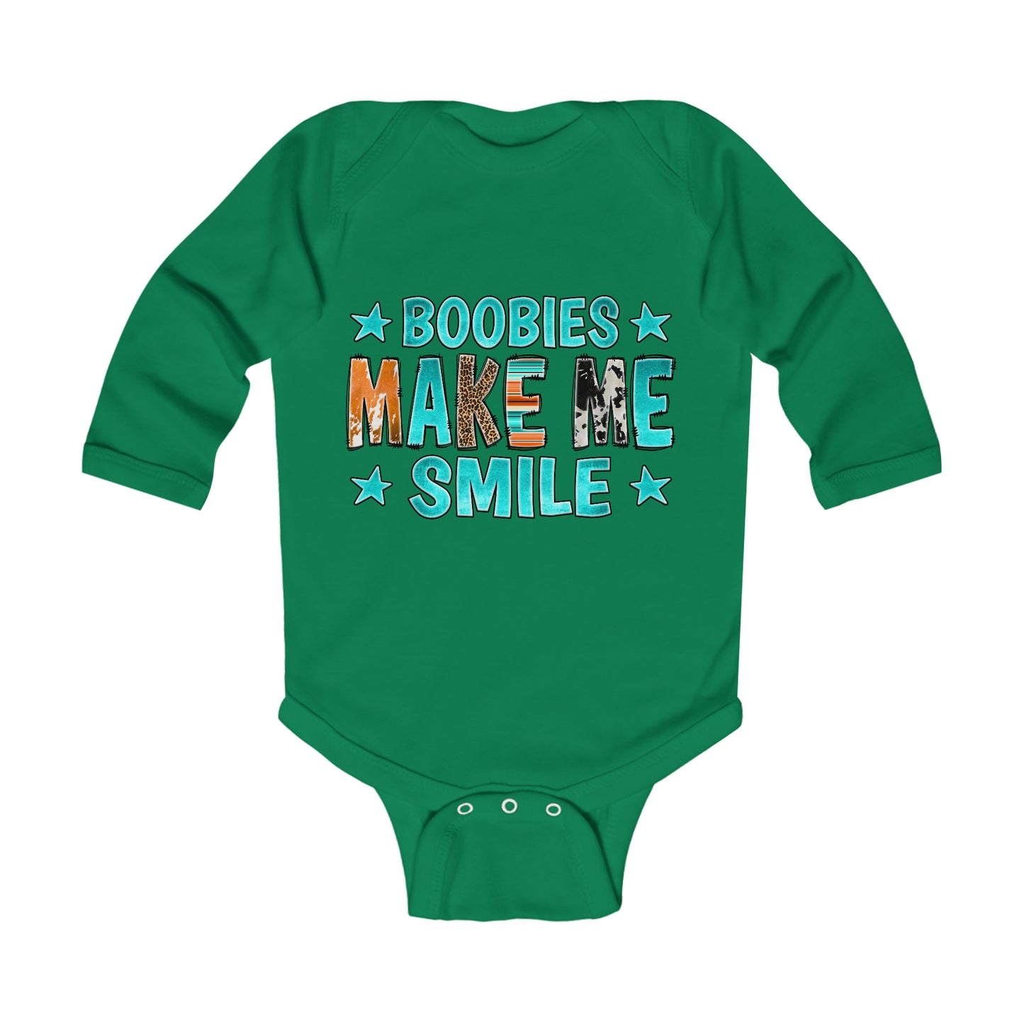 Boobies Make Me Smile Bodysuit, Infant Long Sleeve Onesie