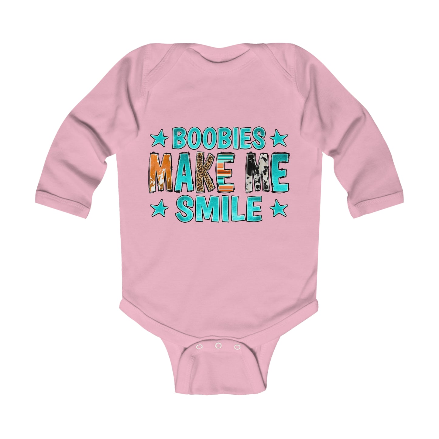 Boobies Make Me Smile Bodysuit, Infant Long Sleeve Onesie