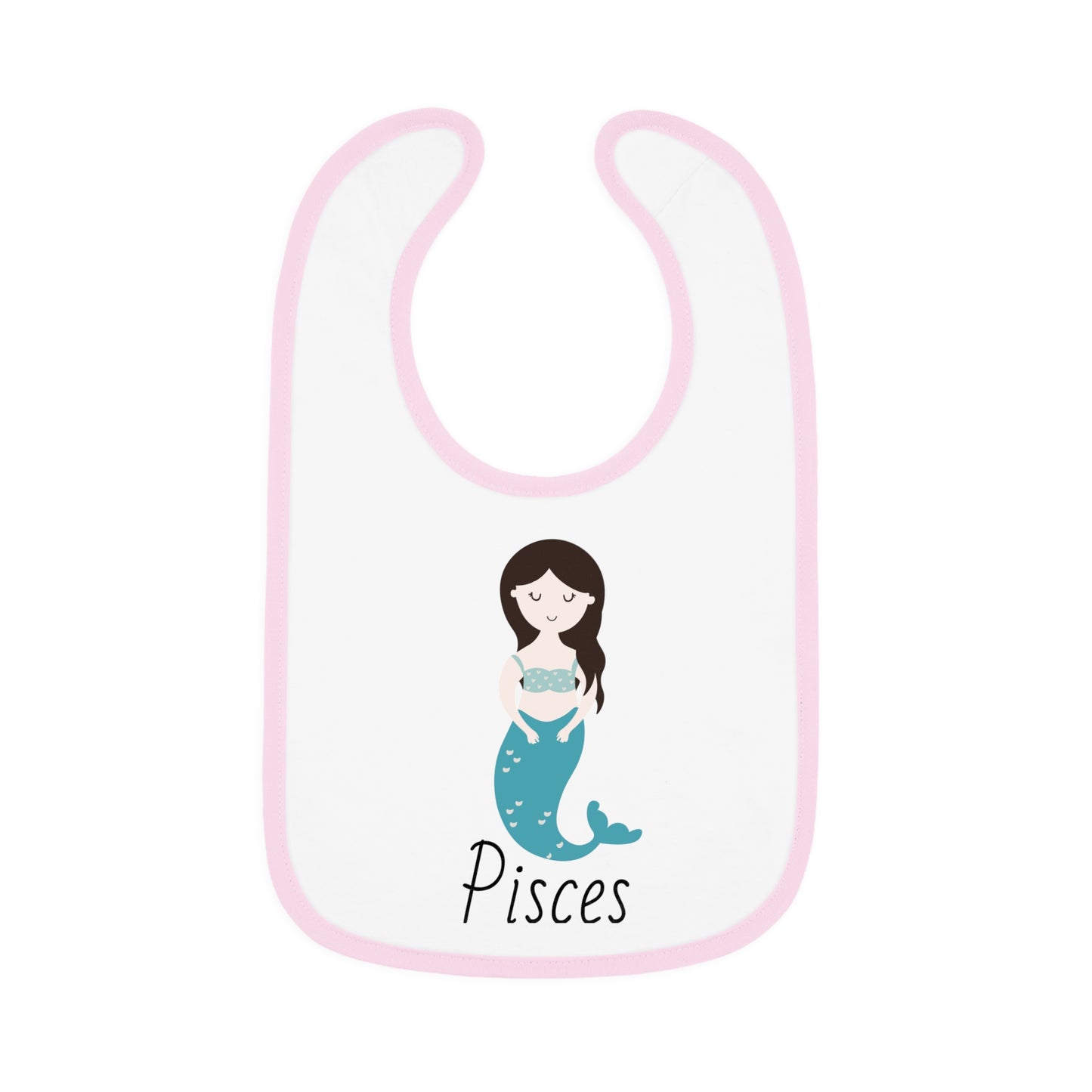 Pisces Bib, Pisces Baby Bib, Zodiac Sign Bib, Baby Contrast Trim Jersey Bib