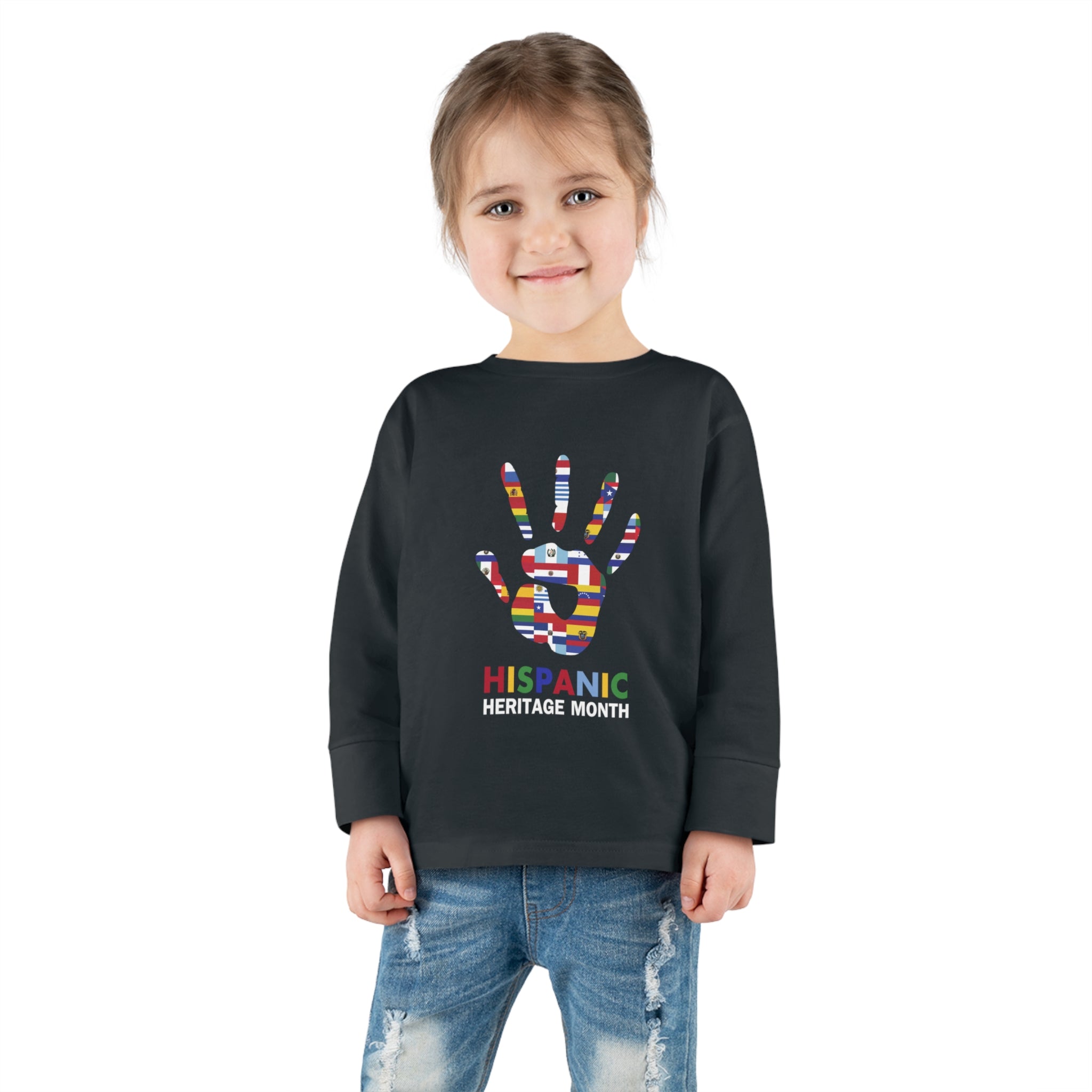 Flag Handprint - Hispanic Heritage Month Toddler Long Sleeve Tee