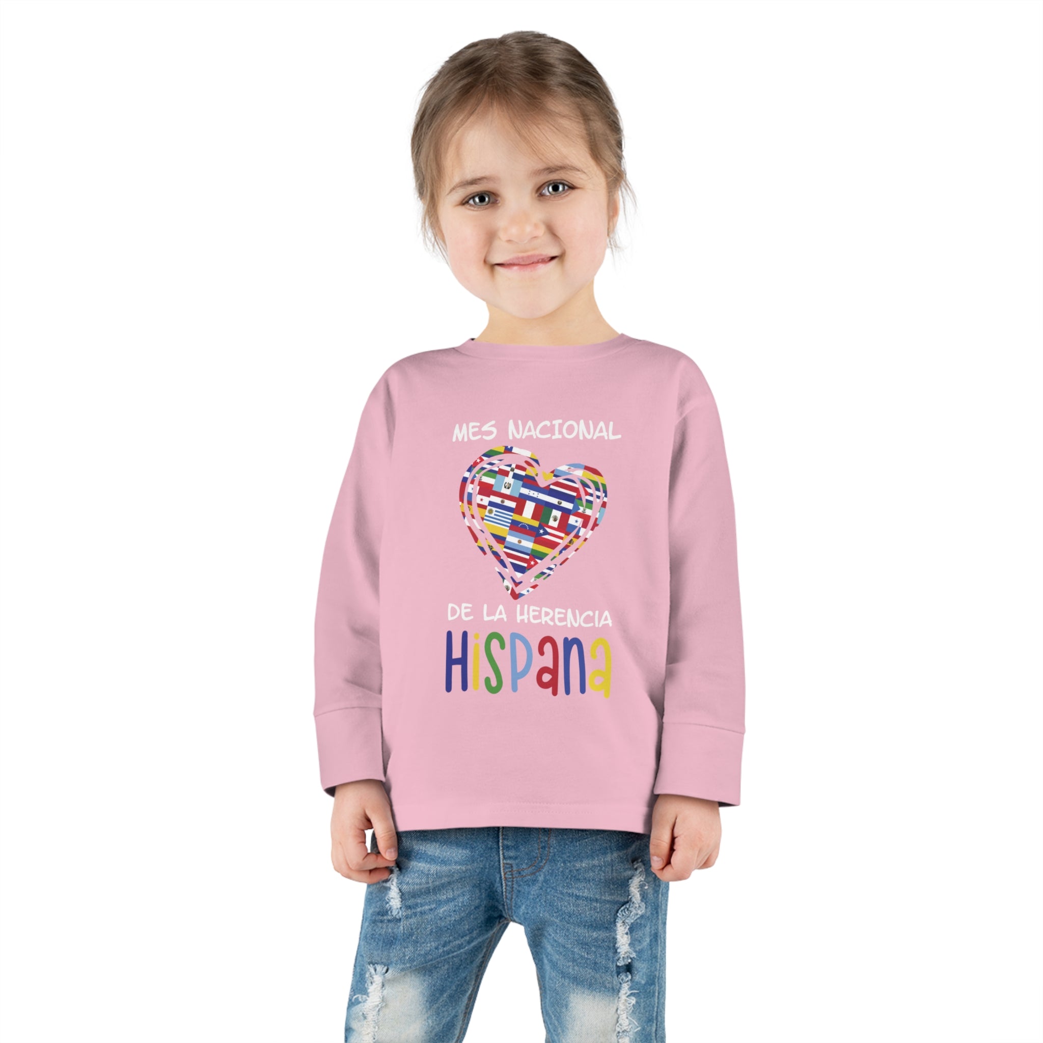 Mes Nacional Heart - Hispanic Heritage Month Toddler Long Sleeve Tee