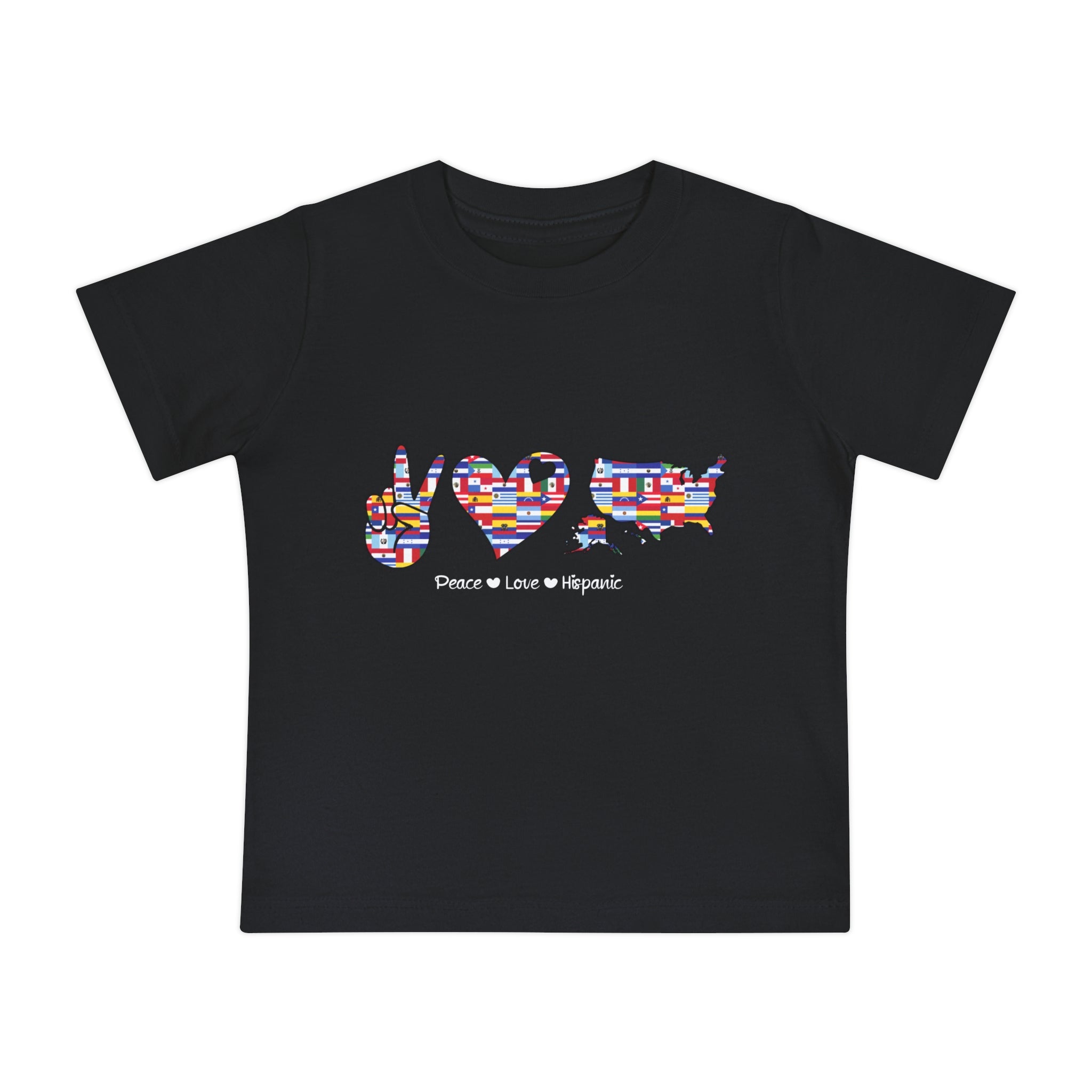 Peace, Love, Hispanic - Hispanic Heritage Month Baby Short Sleeve T-Shirt