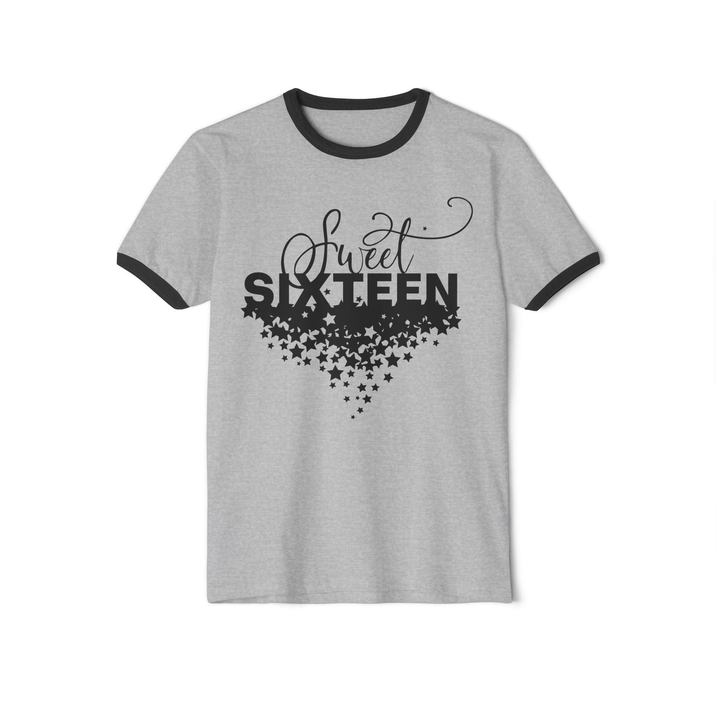 Sweet Sixteen, 16th Birthday Tee, 16th Birthday Ringer Tee, Unisex Cotton Ringer T-Shirt