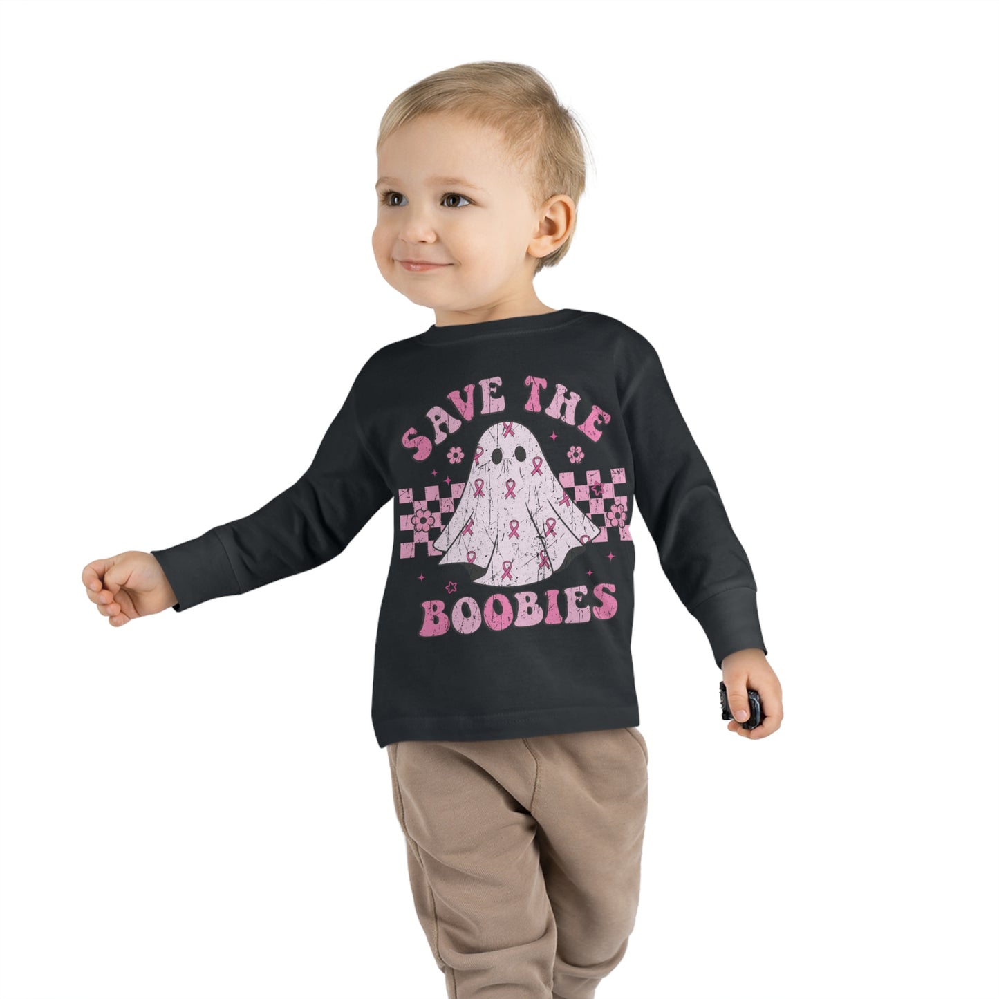 Save The Boobies Toddler Long Sleeve Tee