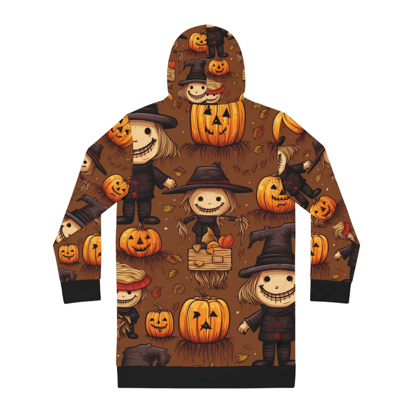 Halloween Pumpkins & Scarcrows Women's Hoodie Dress (AOP)