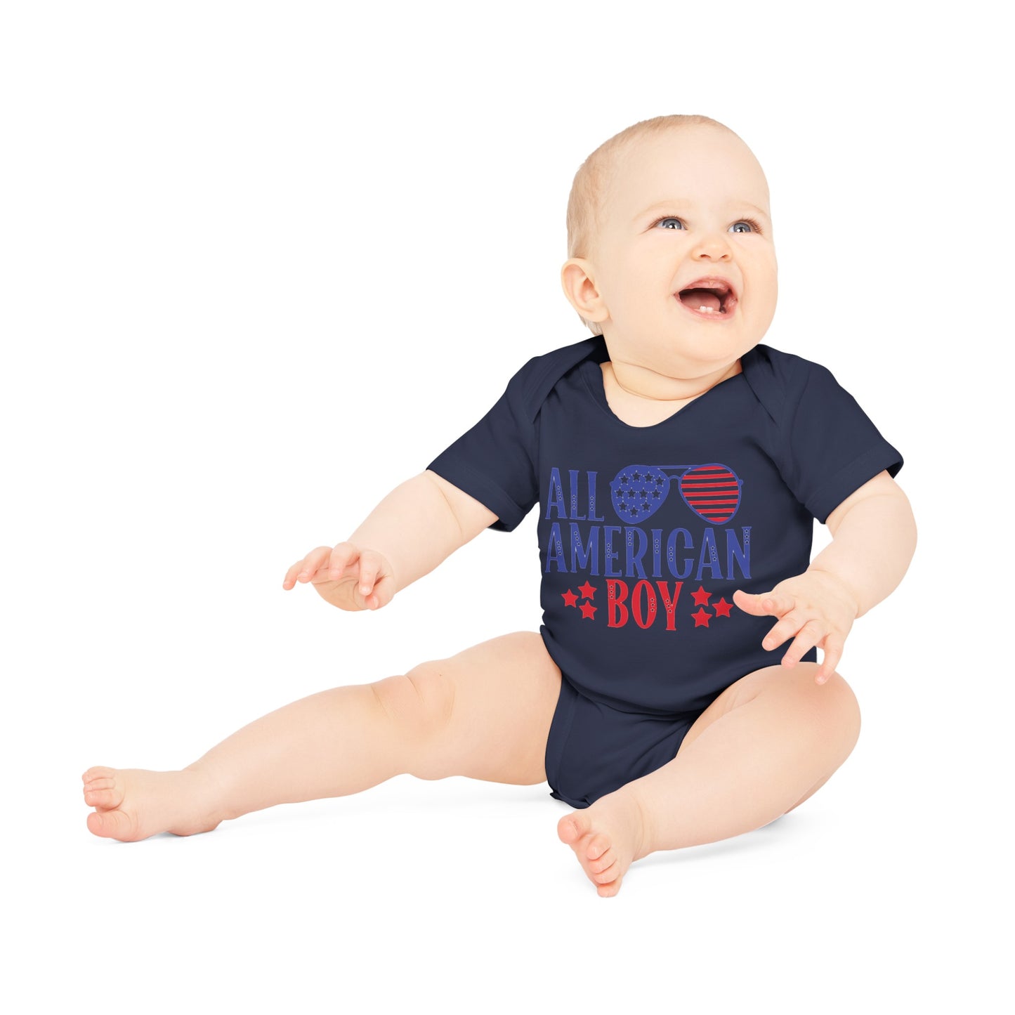 All American Boy, All American Boy Onesie, All American Boy Bodysuit, All American Boy Jumpsuit, Baby Organic Short Sleeve Bodysuit