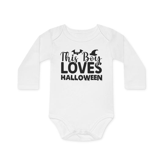 This Boy Loves Halloween, This Boy Loves Halloween Onesie, This Boy Loves Halloween Bodysuit, This Boy Loves Halloween Jumpsuit, Baby Long-Sleeve Organic Bodysuit