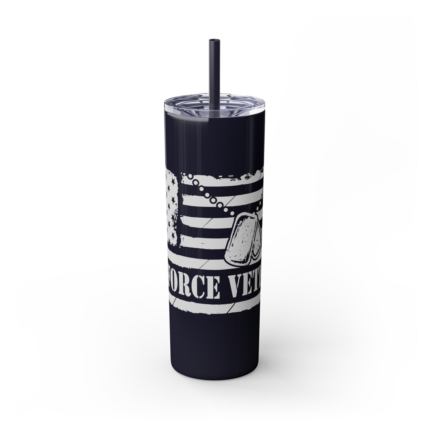 Air Force Veteran Skinny Tumbler with Straw, 20oz