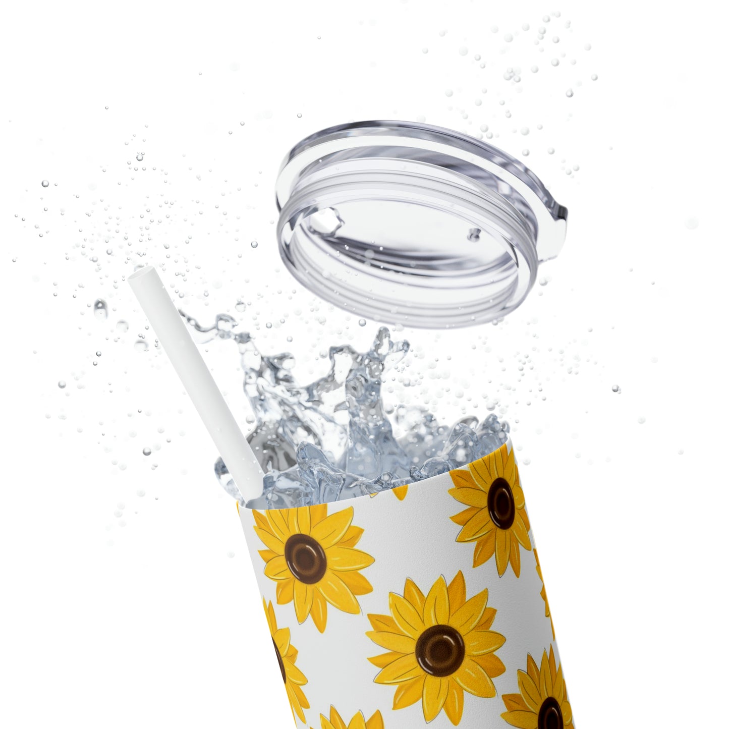 Yellow Daisies Skinny Tumbler with Straw, 20oz