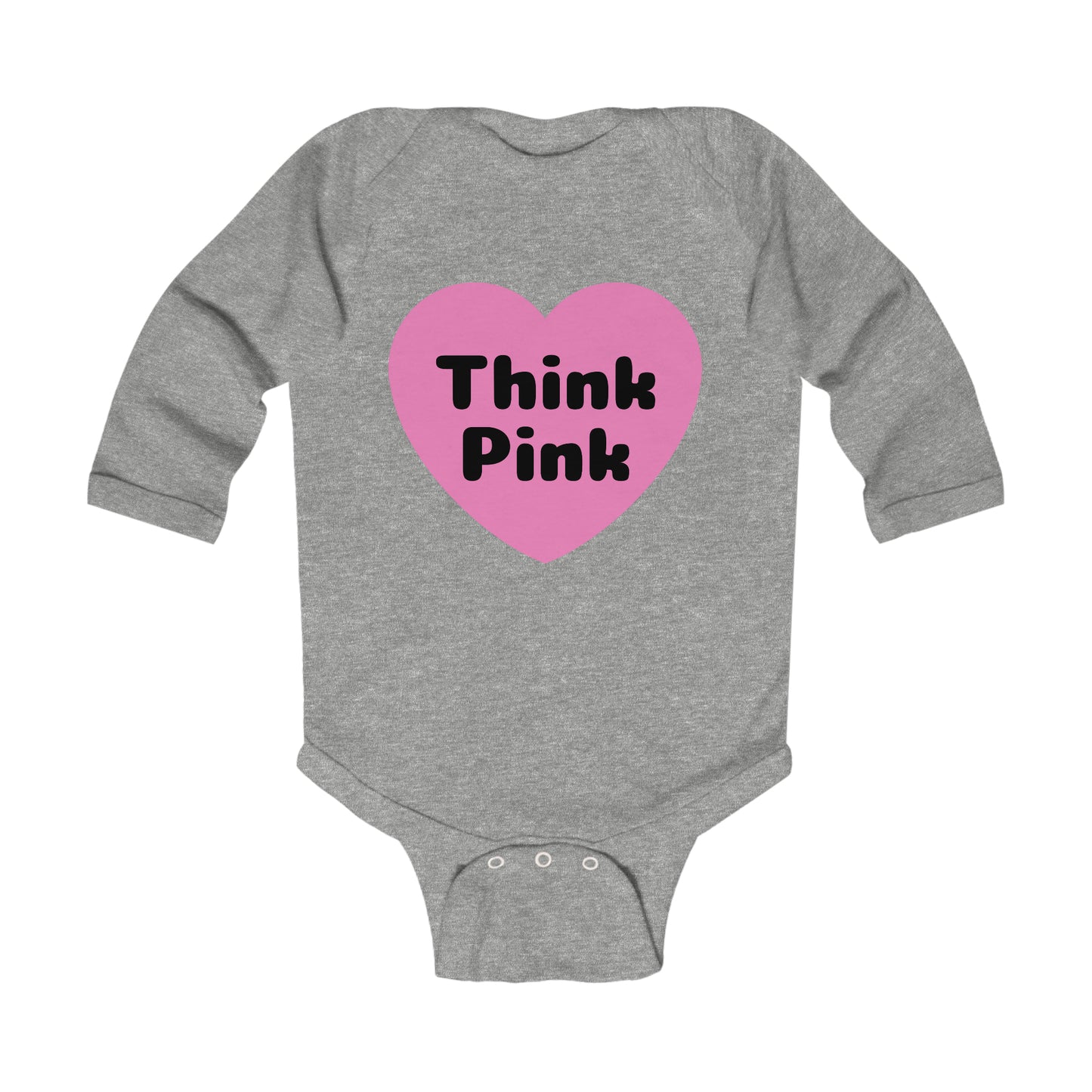 Think Pink Breast Cancer Bodysuit, Infant Long Sleeve Onesie