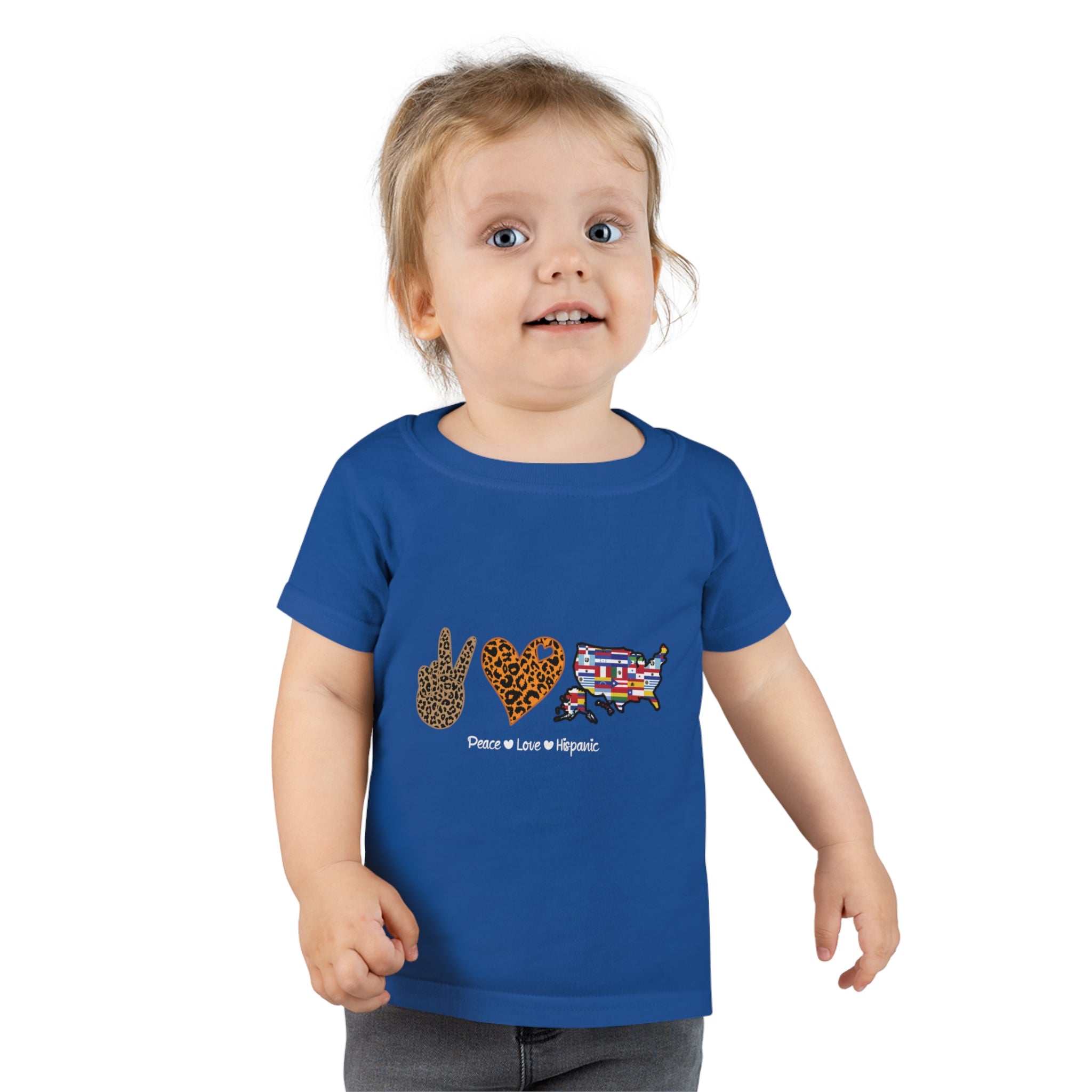 Leopard Peace, Love, Hispanic - Hispanic Heritage Month Toddler T-shirt
