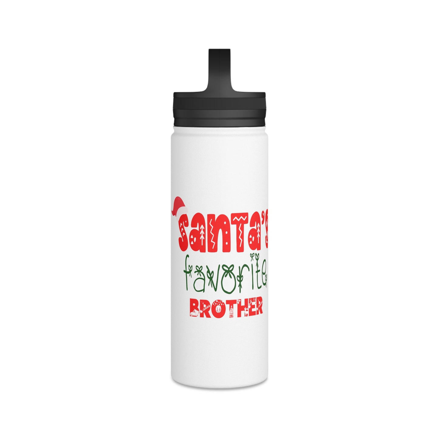 Santa's Favorite Brother Stainless Steel Water Bottle, Handle Lid