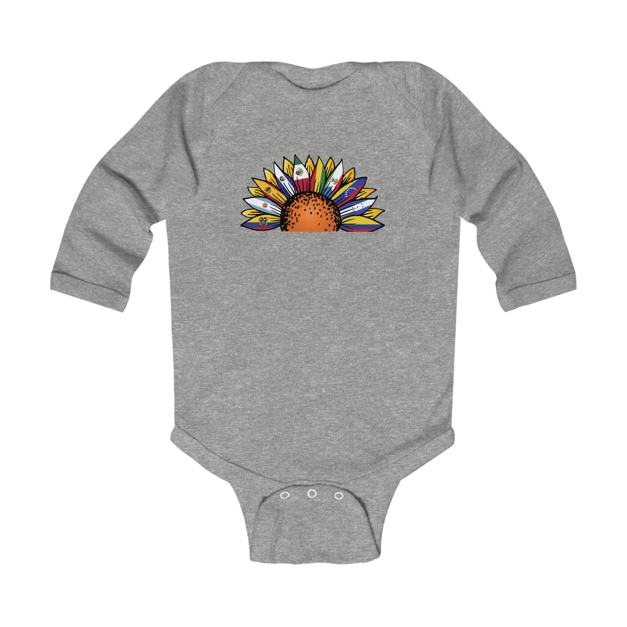Sunflower Flower Half - Hispanic Heritage Month Infant Long Sleeve Bodysuit
