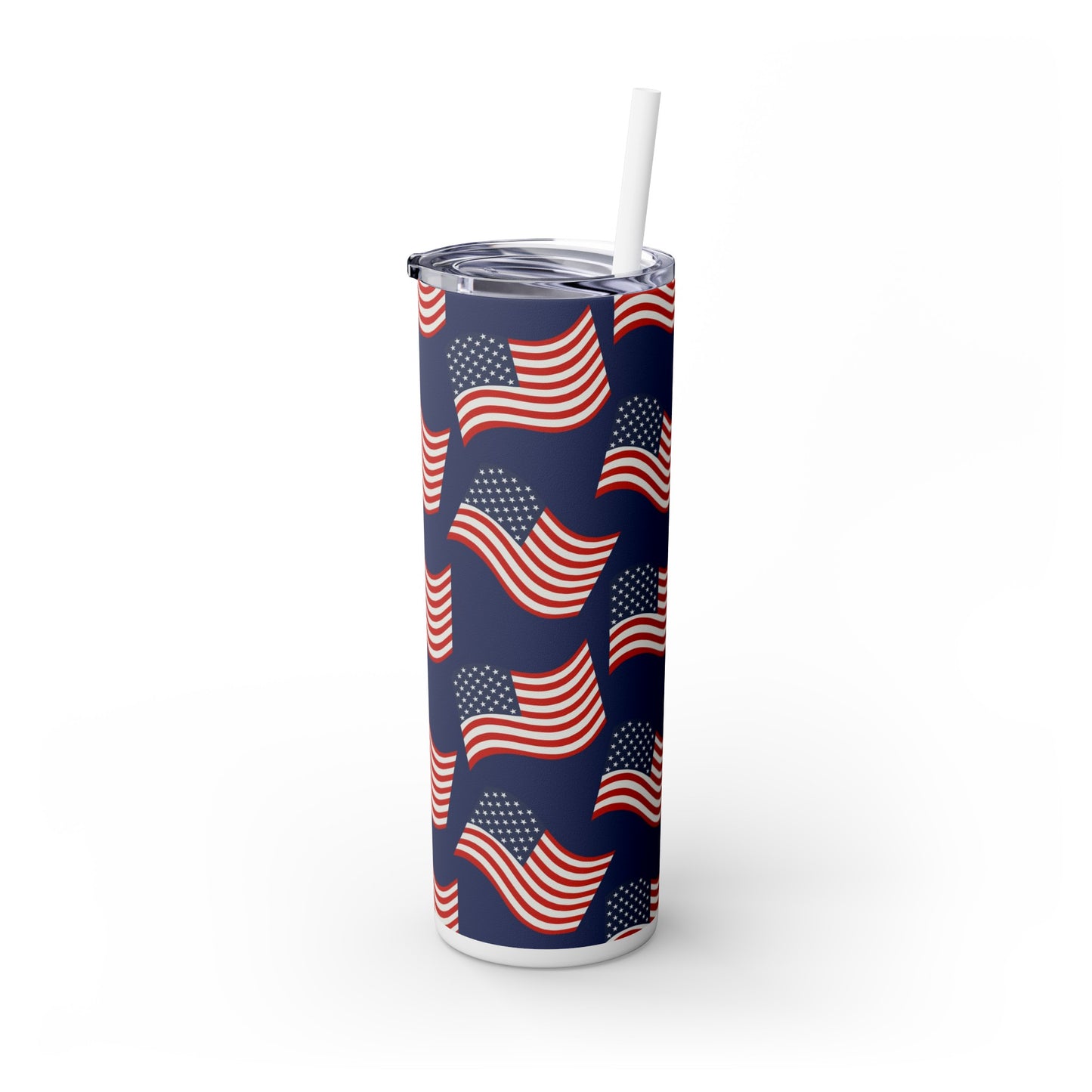 American Flags Skinny Tumbler with Straw, 20oz