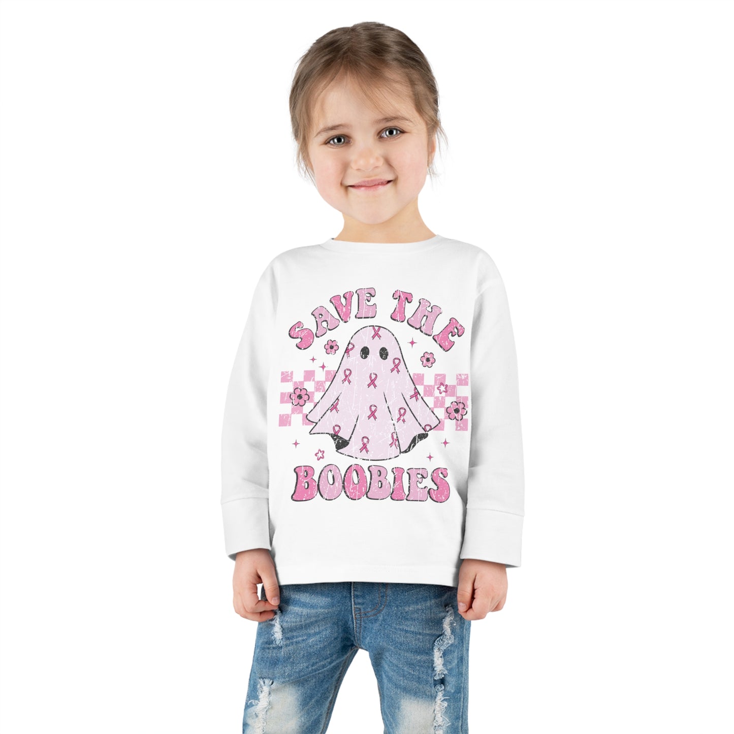 Save The Boobies Toddler Long Sleeve Tee