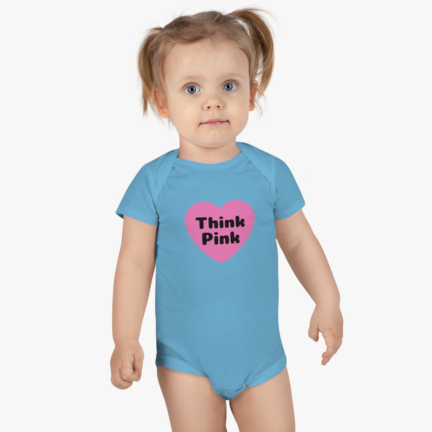 Think Pink, Think Pink Onesie, Think Pink Bodysuit, Think Pink Jumpsuit, Breast Cancer Awareness,  Baby Short Sleeve Onesie®