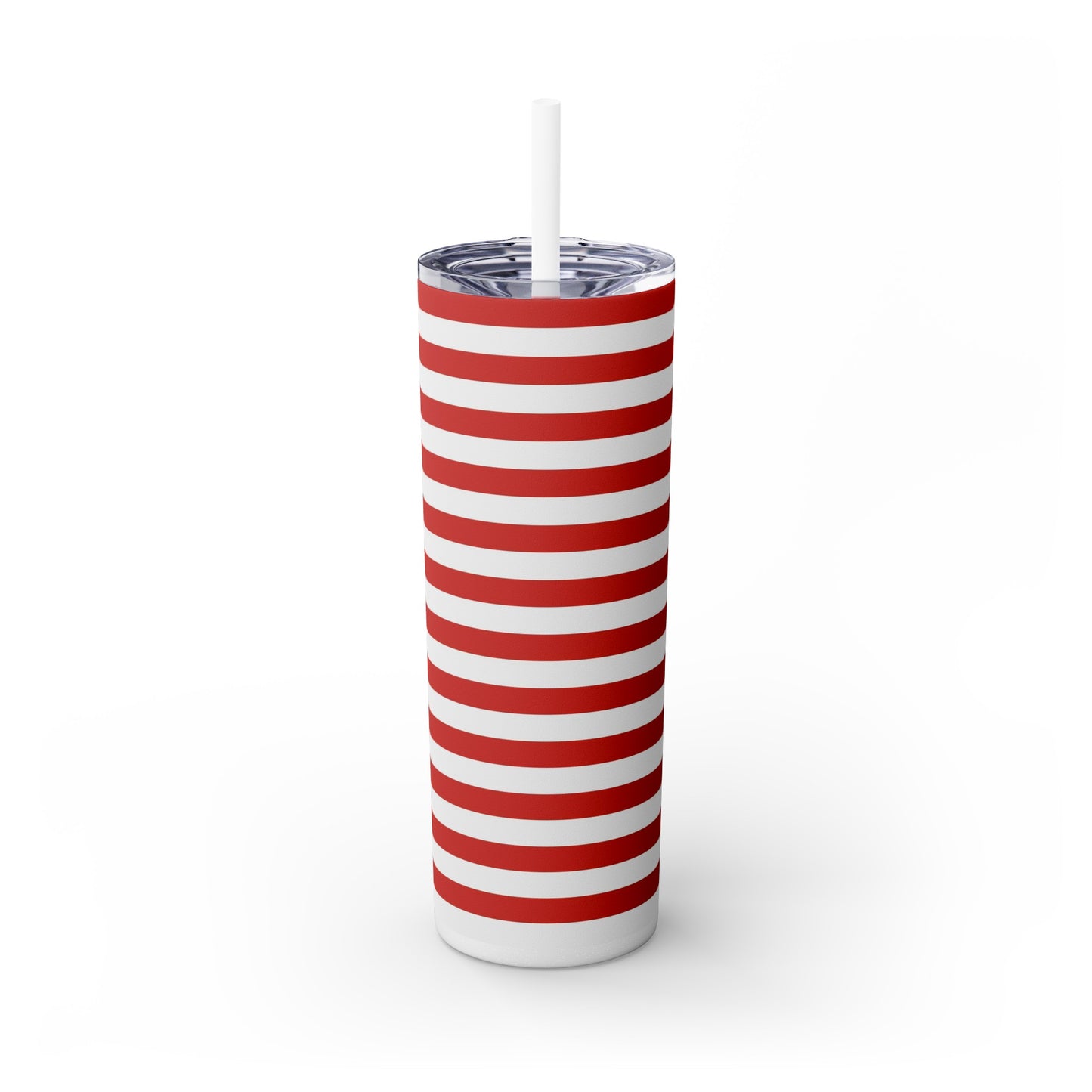 Red Stripes Americana Skinny Tumbler with Straw, 20oz