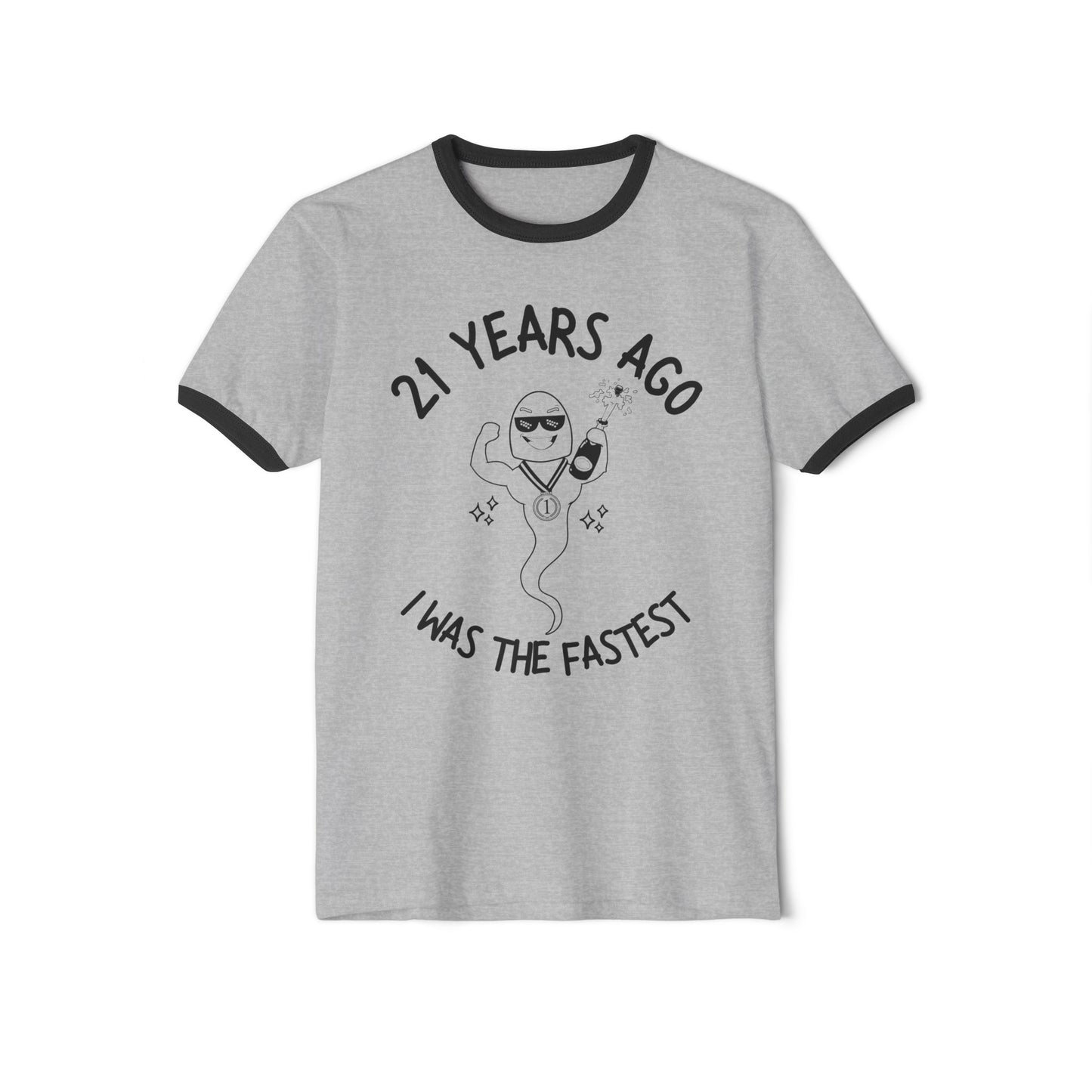 21 Years Ago I was the Fastest, 21st Birthday Tee, 21st Birthday Ringer Tee, 21st Birthday funny tee, funny 21st tee, Unisex Cotton Ringer T-Shirt