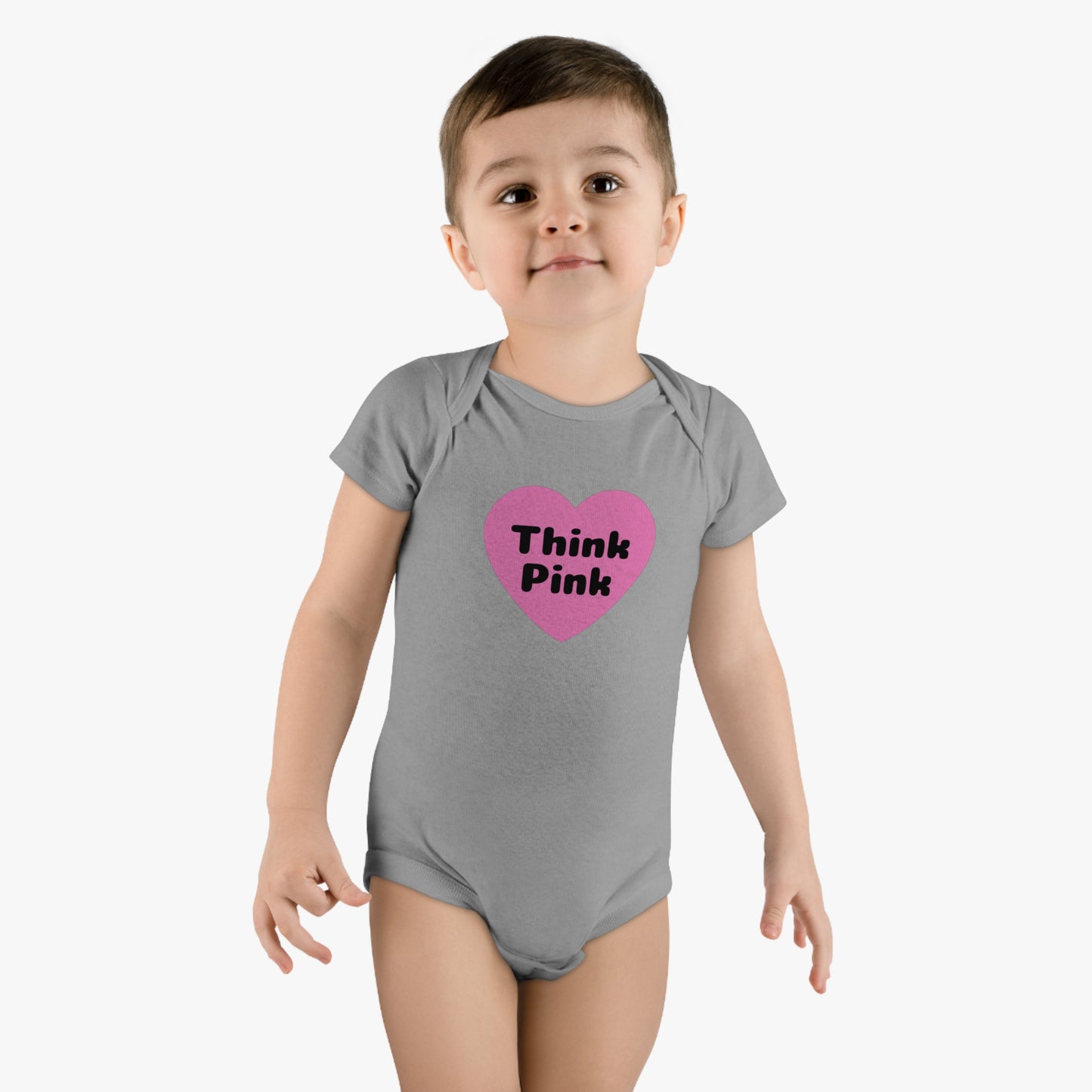 Think Pink, Think Pink Onesie, Think Pink Bodysuit, Think Pink Jumpsuit, Breast Cancer Awareness,  Baby Short Sleeve Onesie®