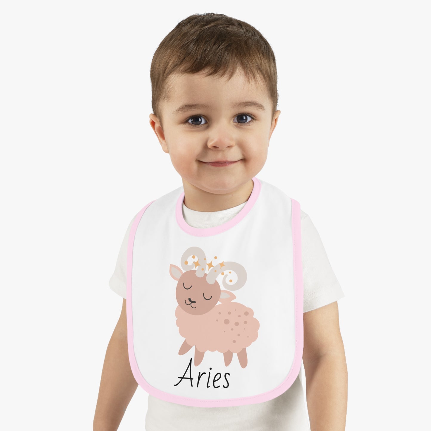 Aries Bib, Aries Baby Bib, Zodiac Sign Bib, Baby Contrast Trim Jersey Bib