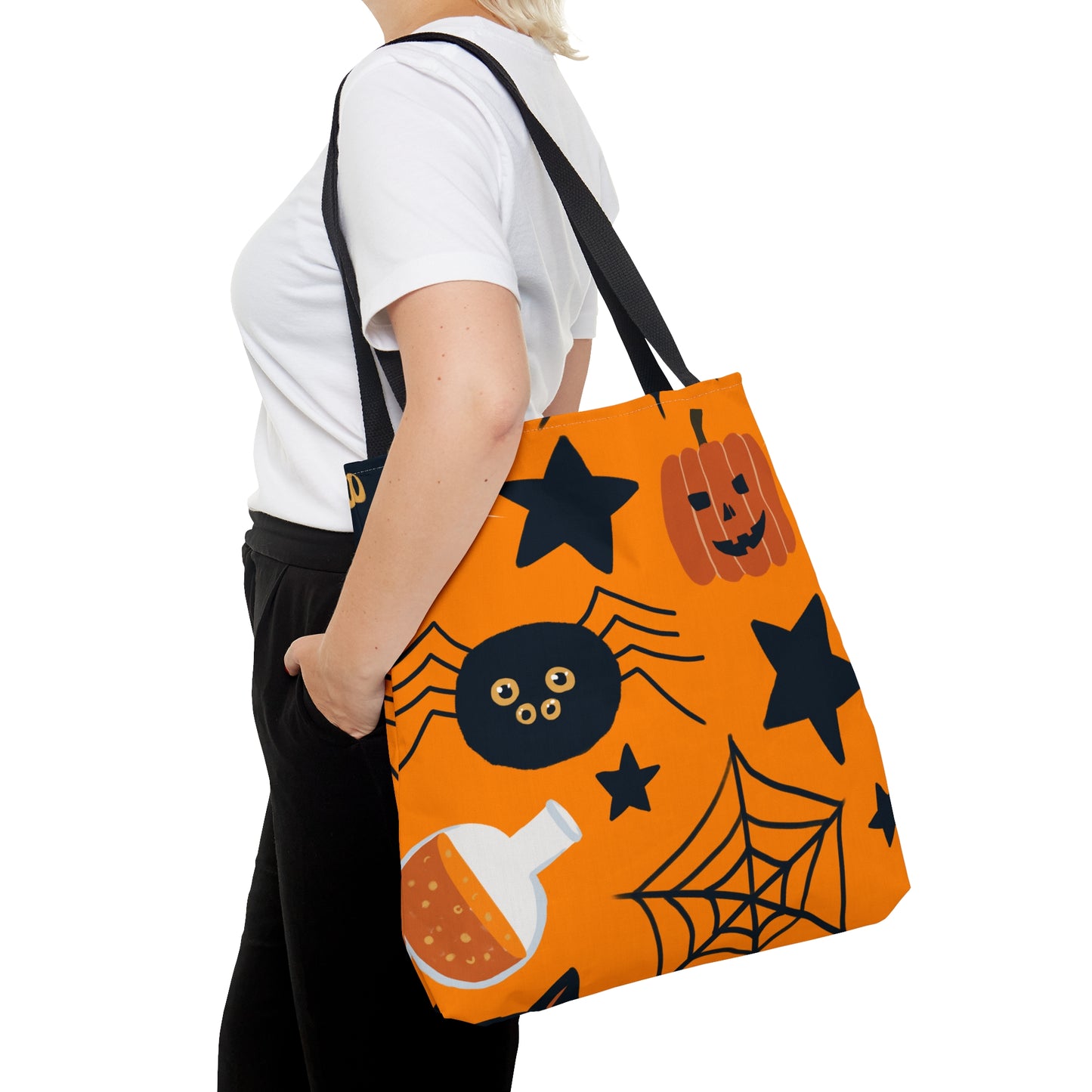 Halloween Spiders Pumpkins Potions & Stars Tote Bag (AOP)